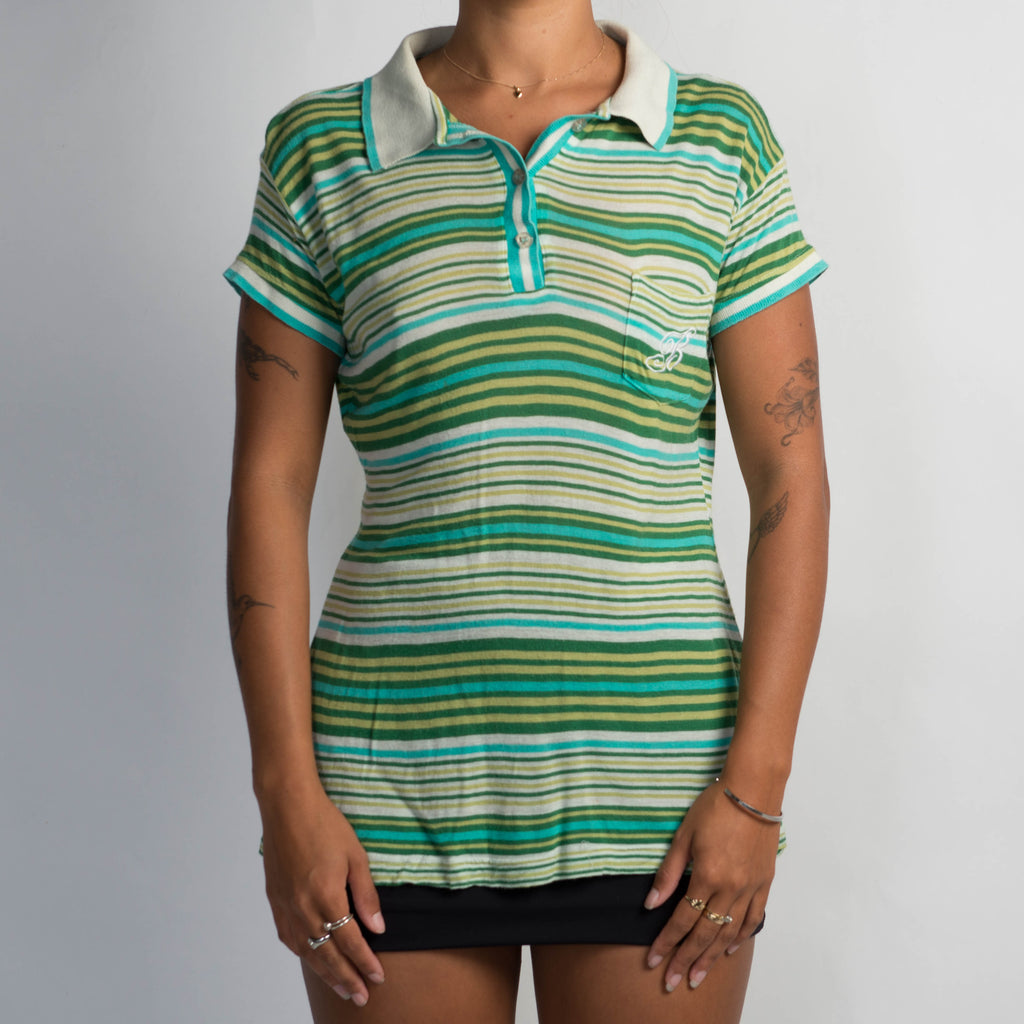 GREEN STRIPE POLO SHIRT
