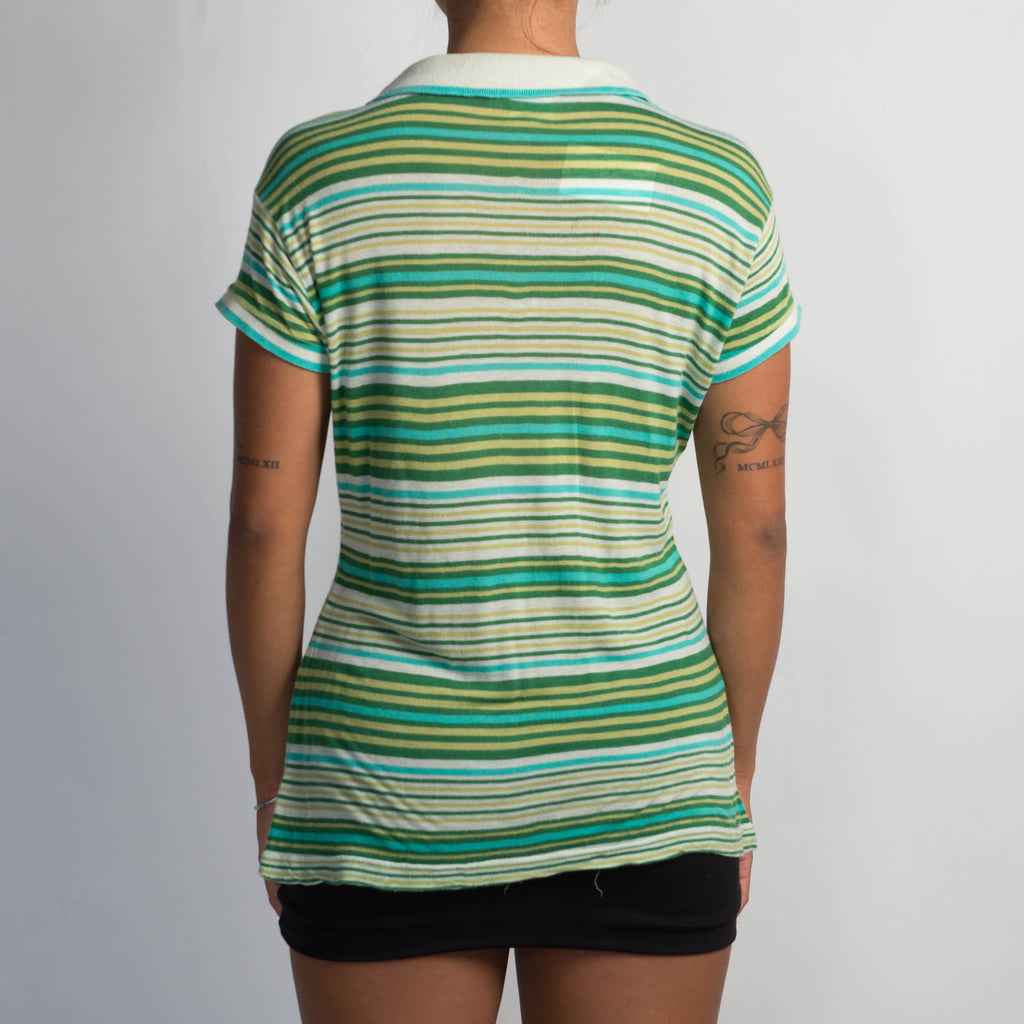 GREEN STRIPE POLO SHIRT