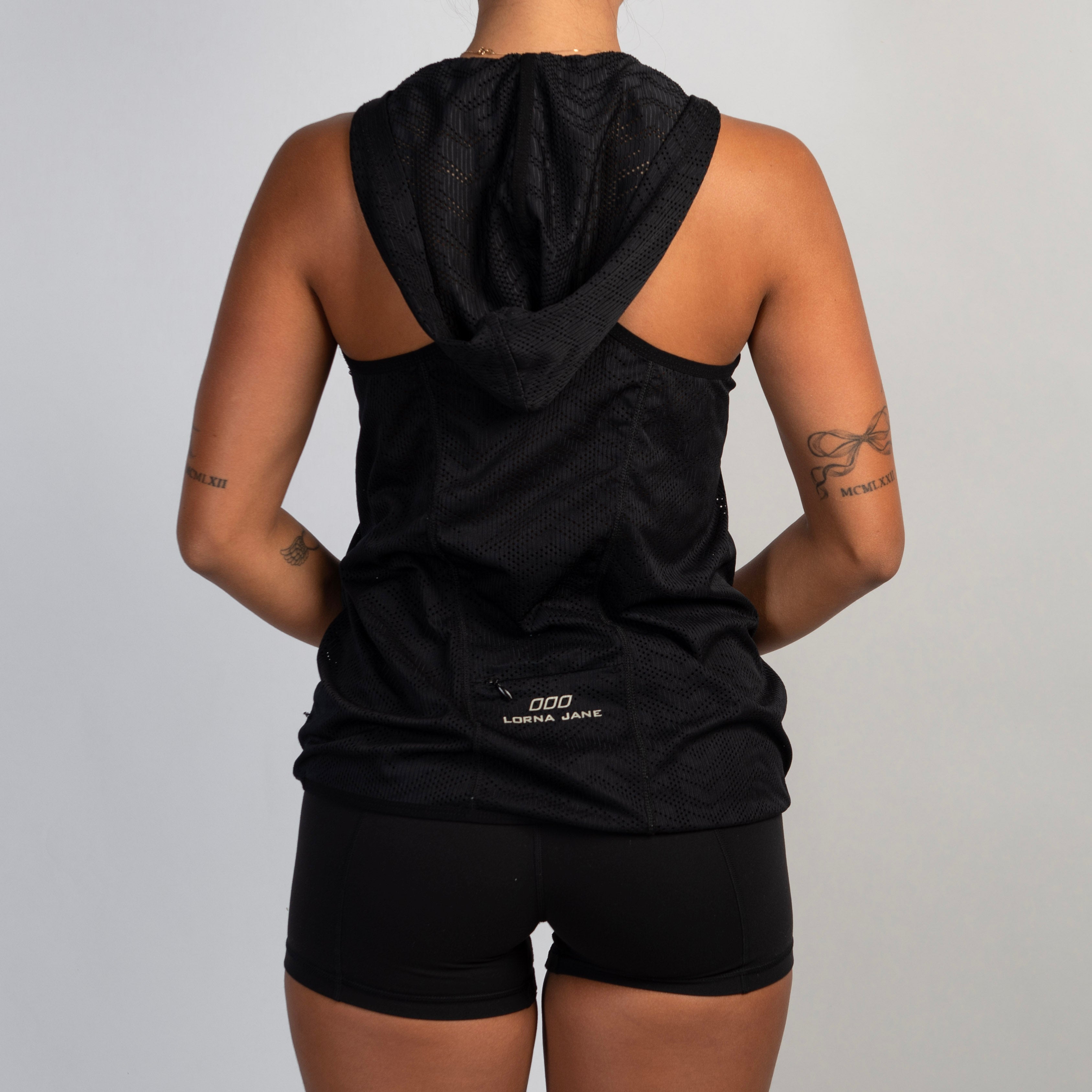 BLACK HOODED TANK TOP