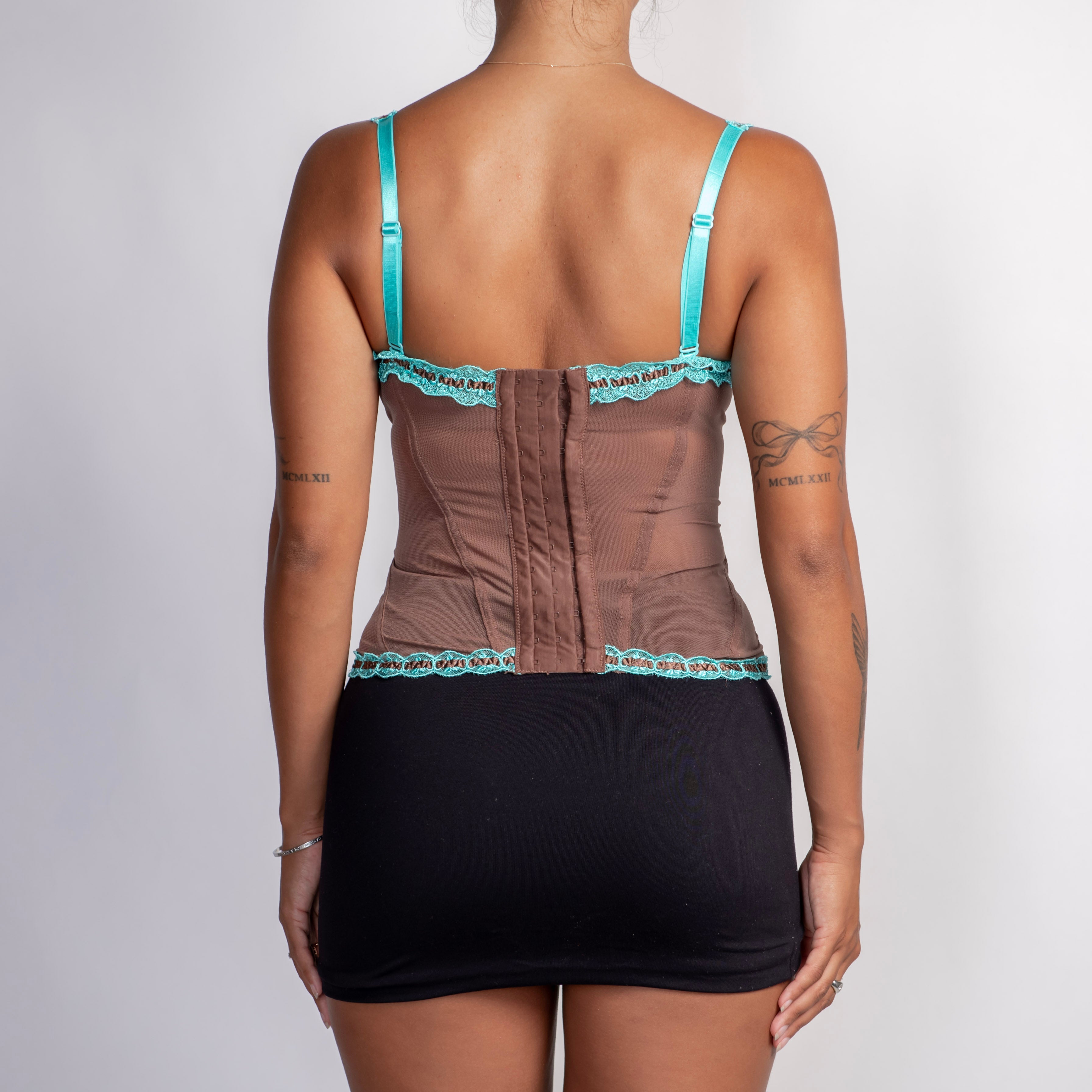 BROWN & TEAL BUSTIER