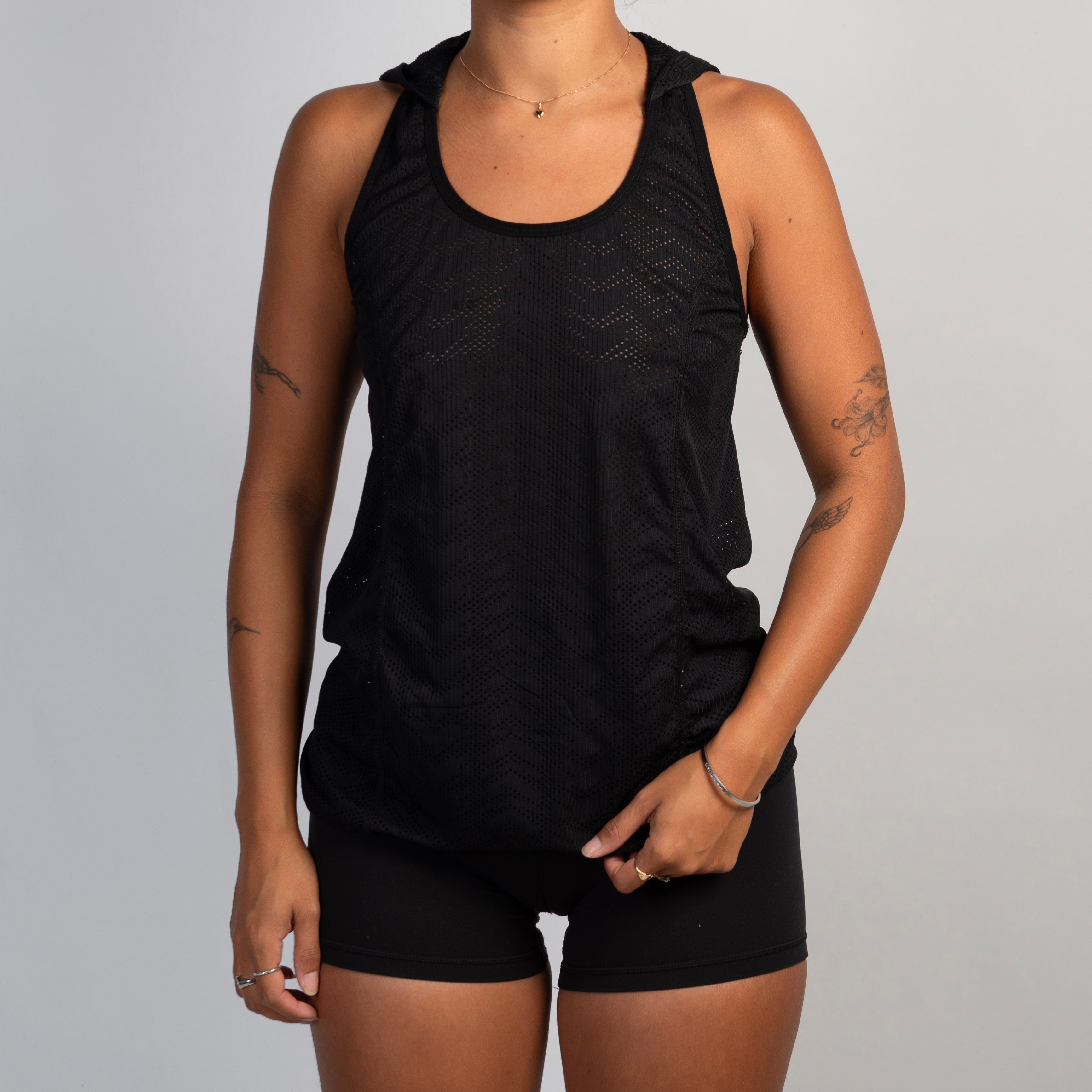 BLACK HOODED TANK TOP