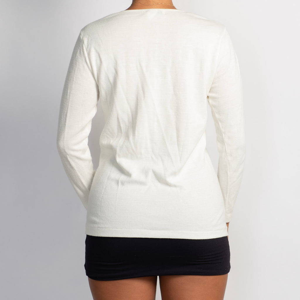 CREAM WOOL LONG SLEEVE TOP