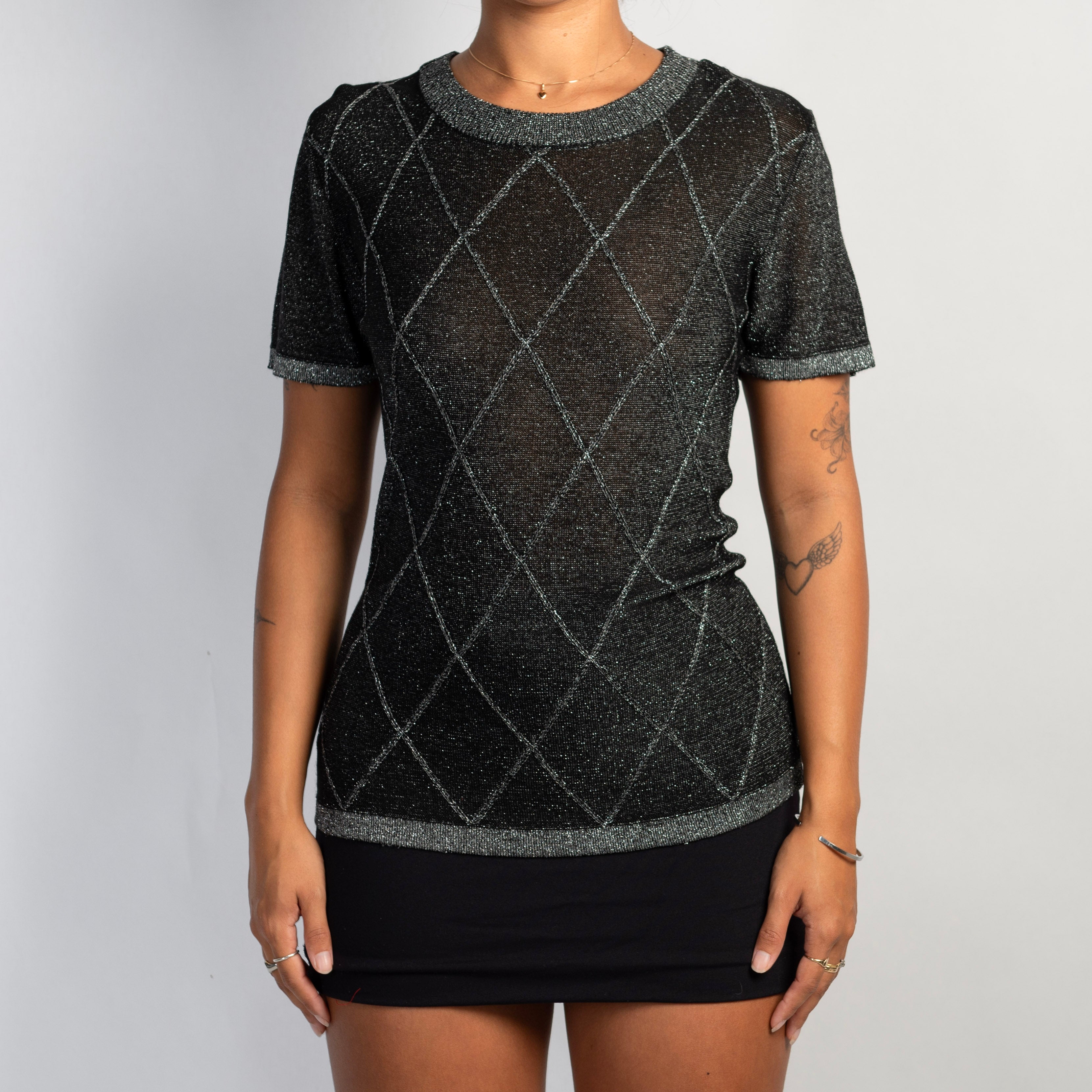 METALLIC KNIT TSHIRT