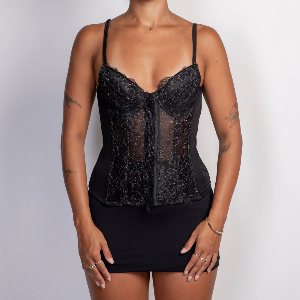 METALLIC LACE BUSTIER