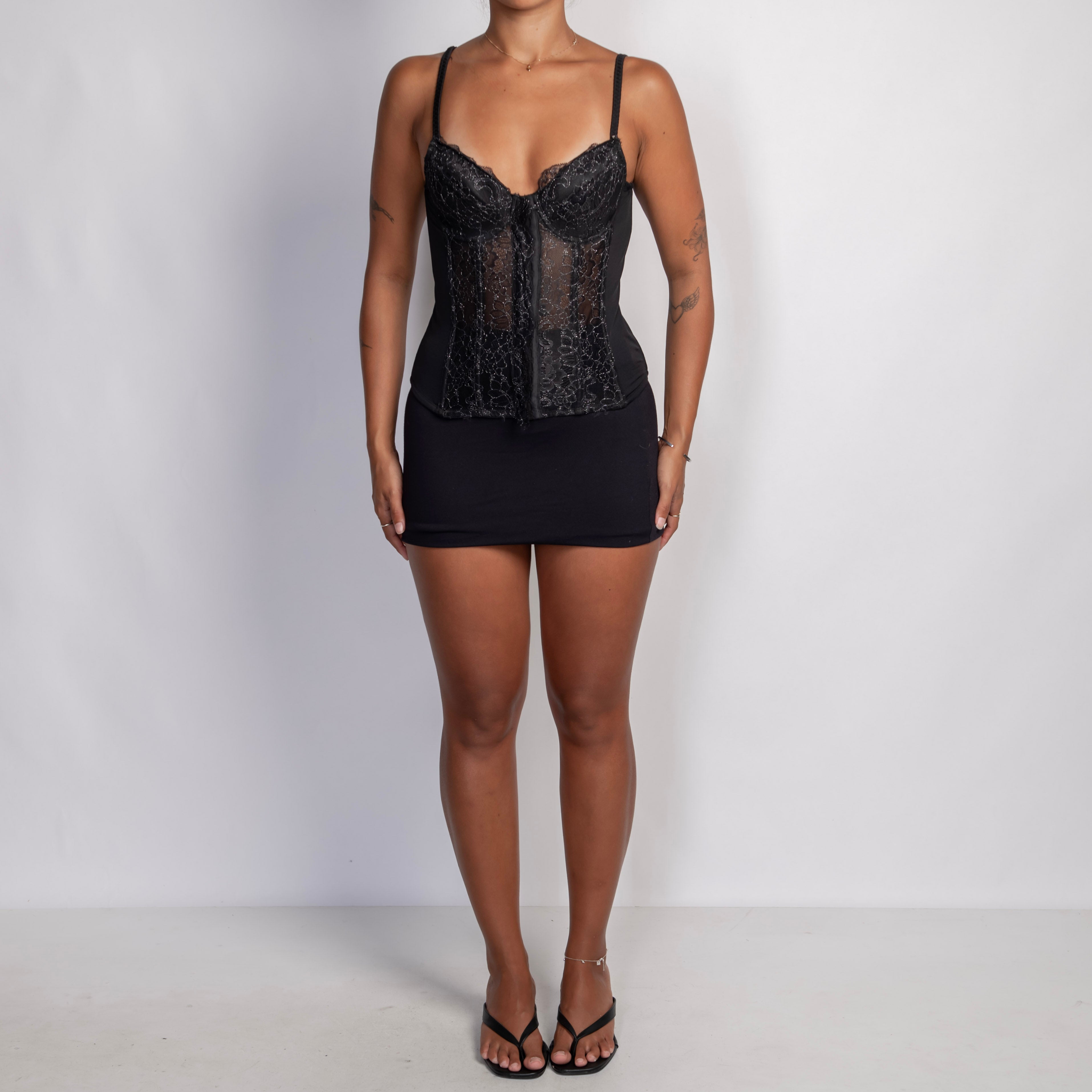 METALLIC LACE BUSTIER
