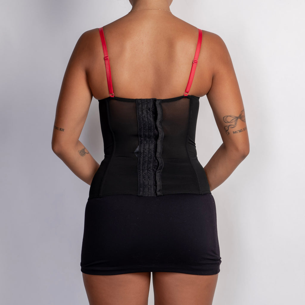 RED SATIN BUSTIER