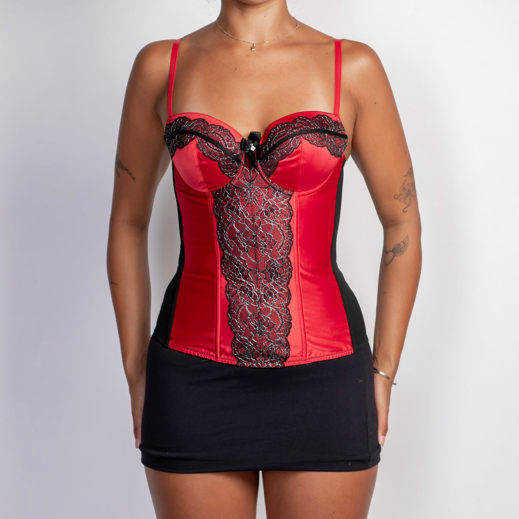 RED SATIN BUSTIER