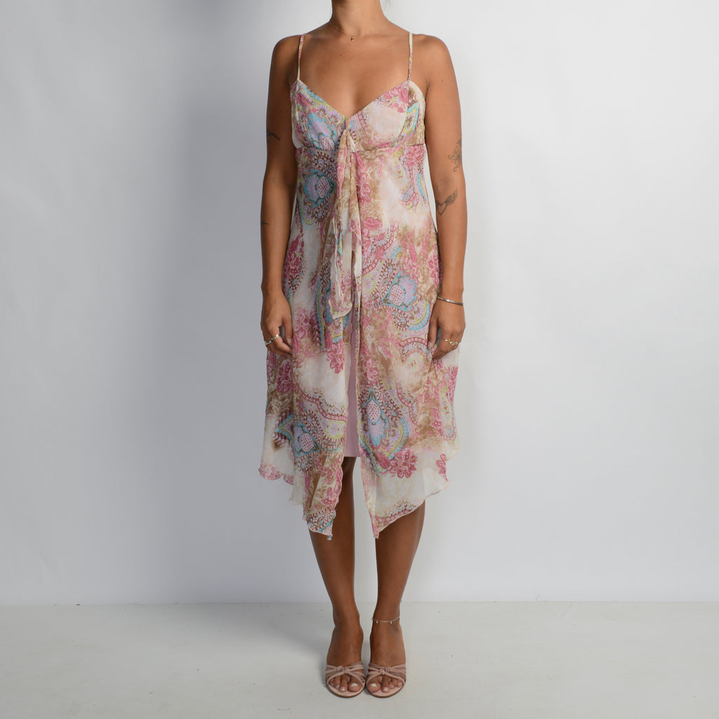 PINK PAISLEY SILK DRESS