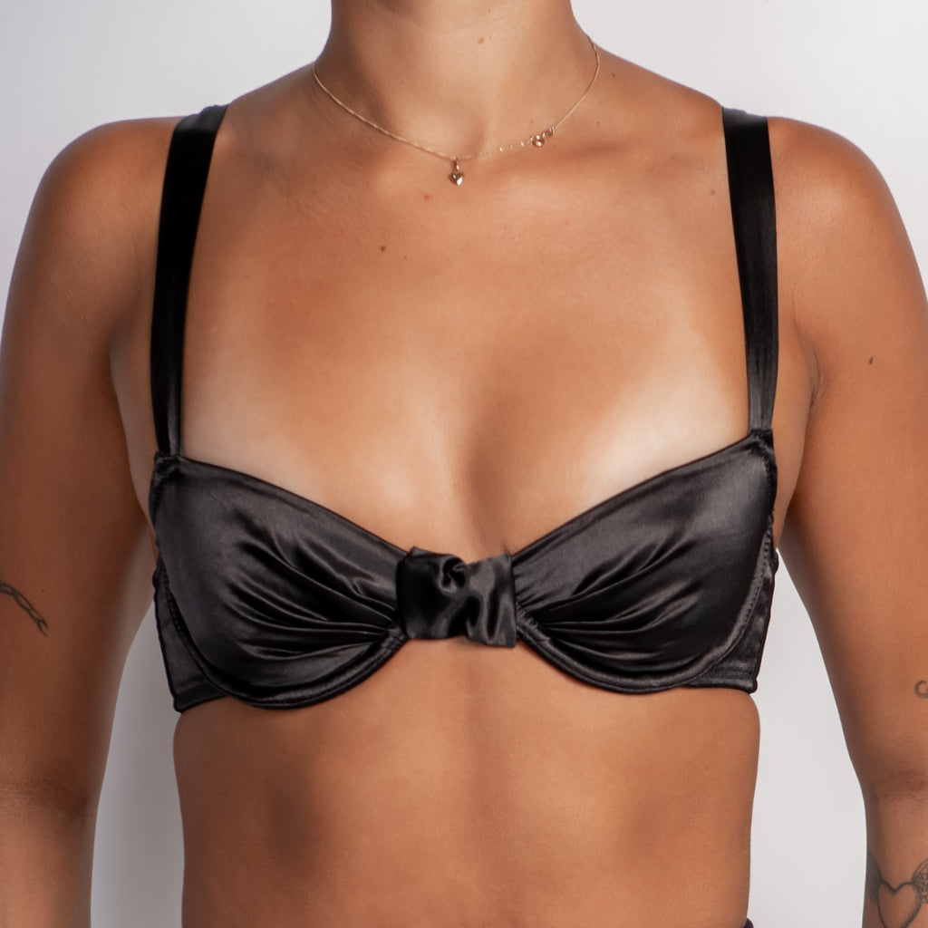BLACK SATIN BRA