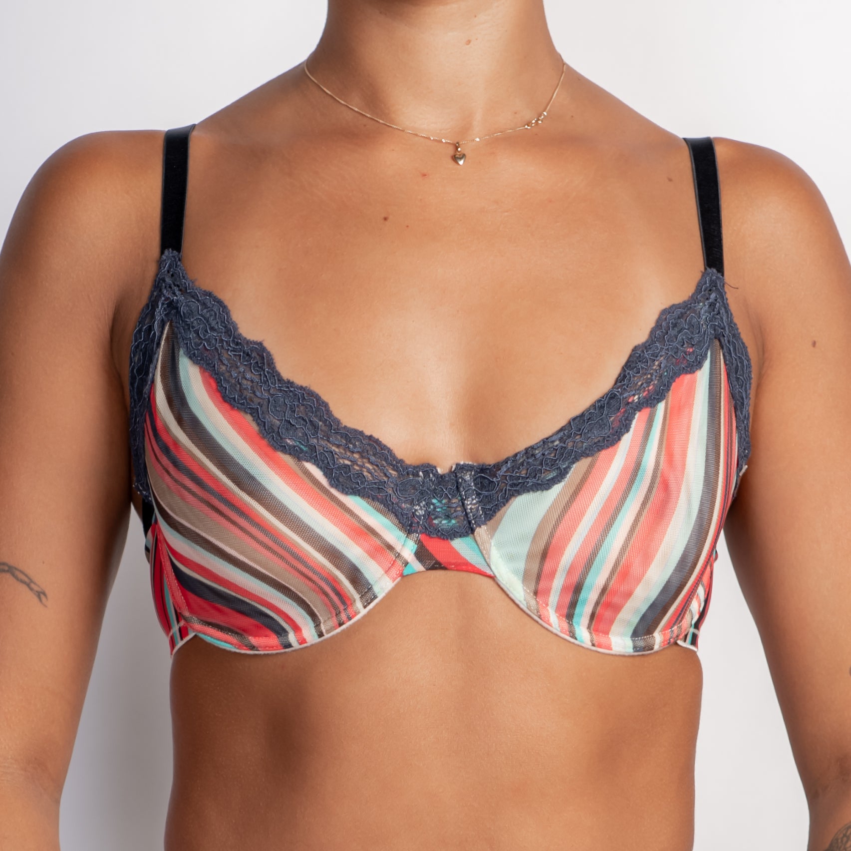 STRIPE MESH SOFT CUP BRA