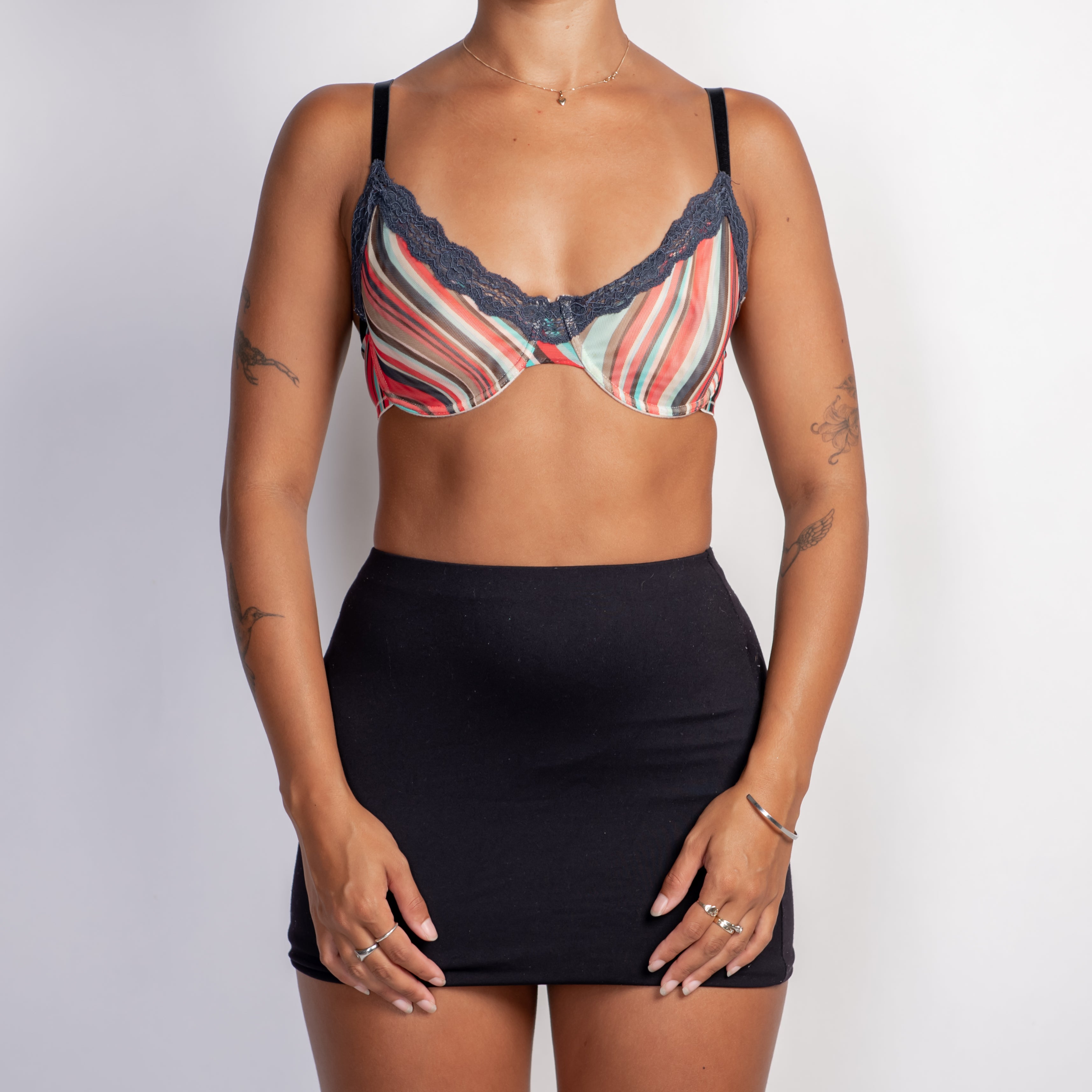 STRIPE MESH SOFT CUP BRA