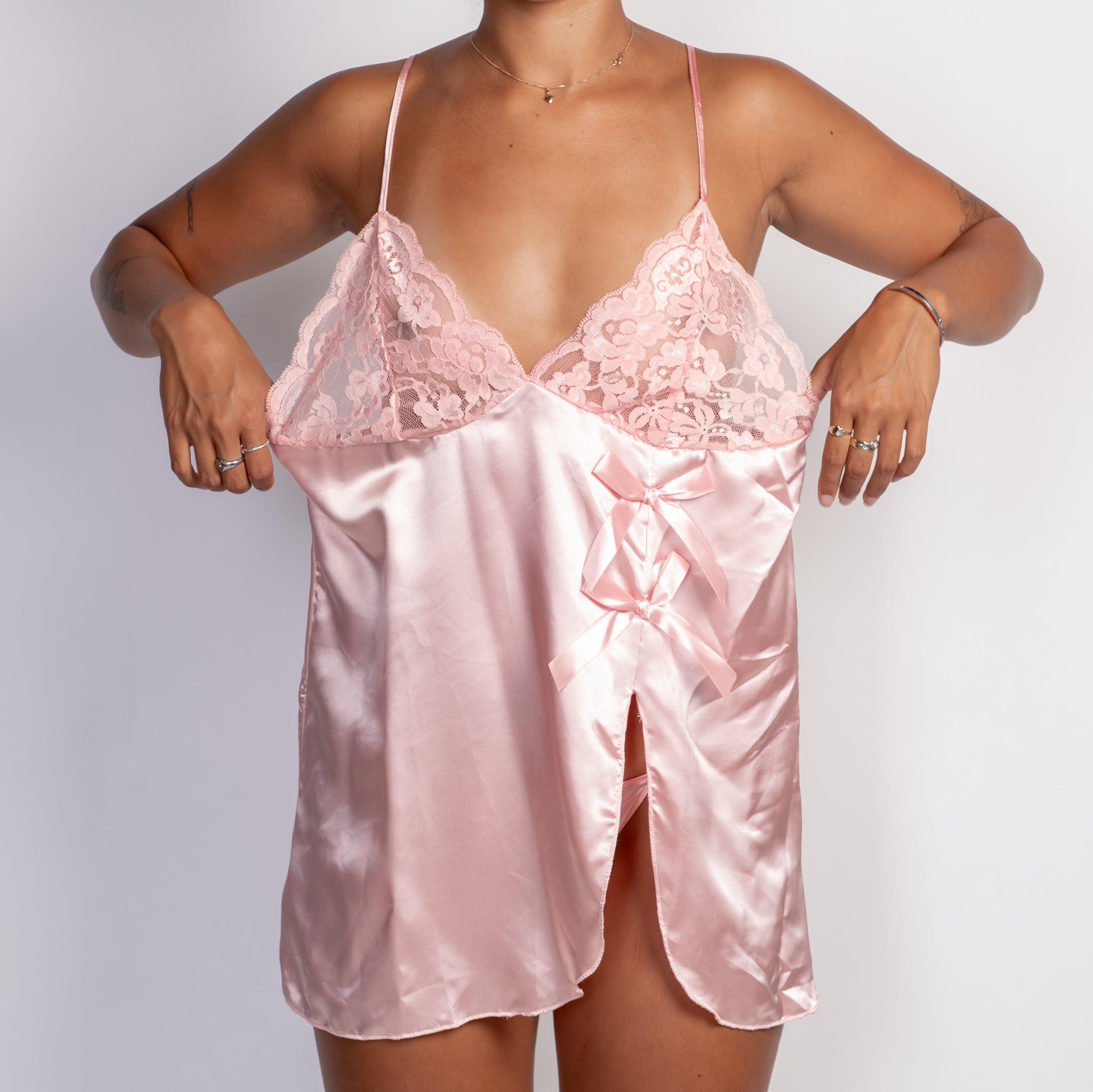 BABY PINK SATIN CHEMISE