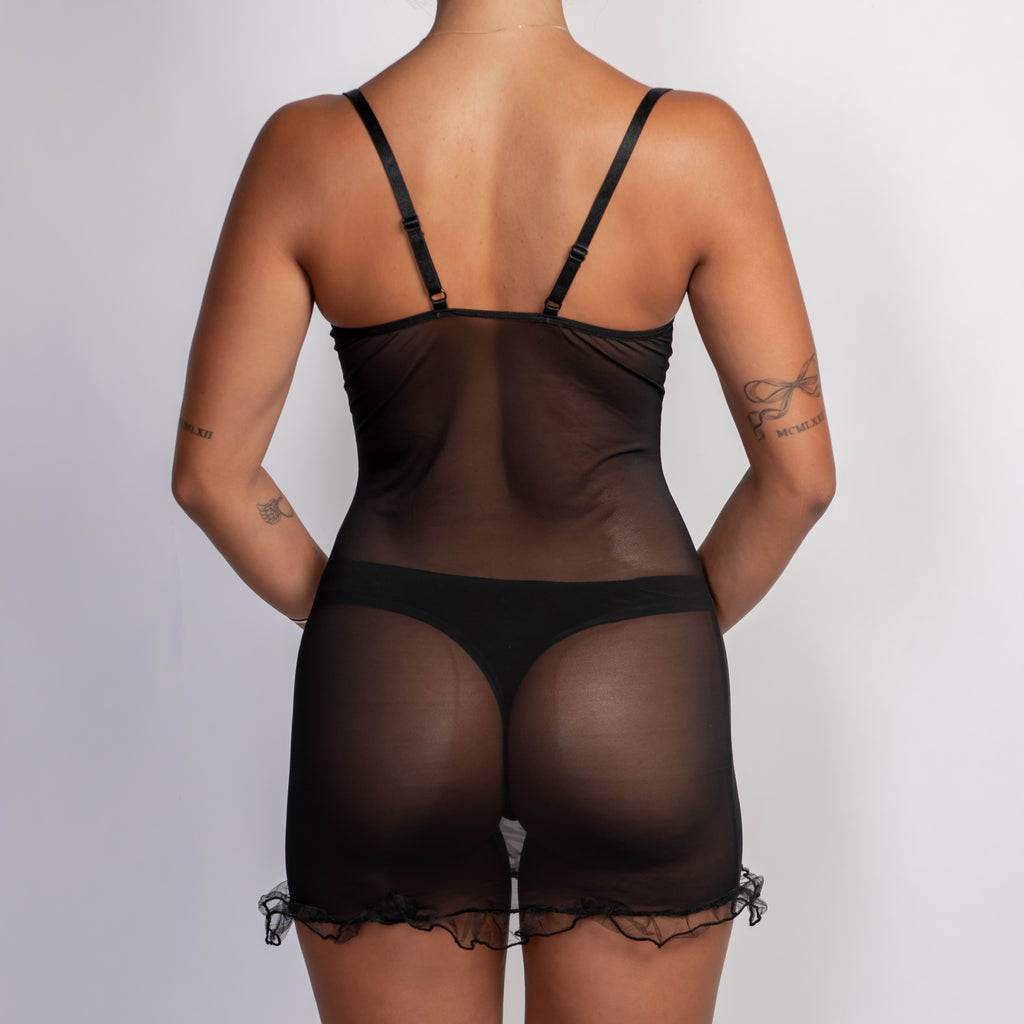 ANIMAL PRINT MESH CHEMISE