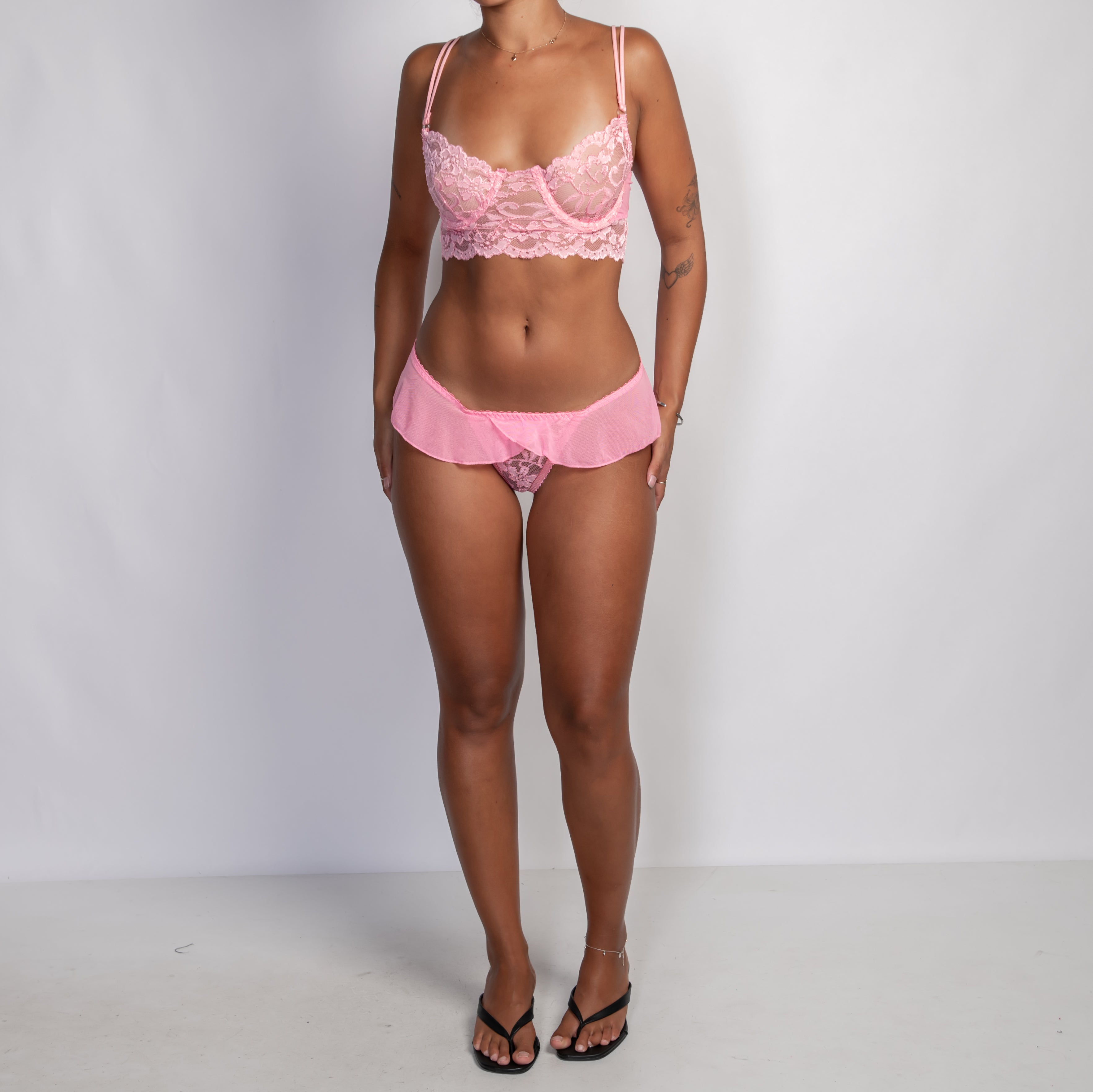 PINK LACE BRA + BRIEF SET