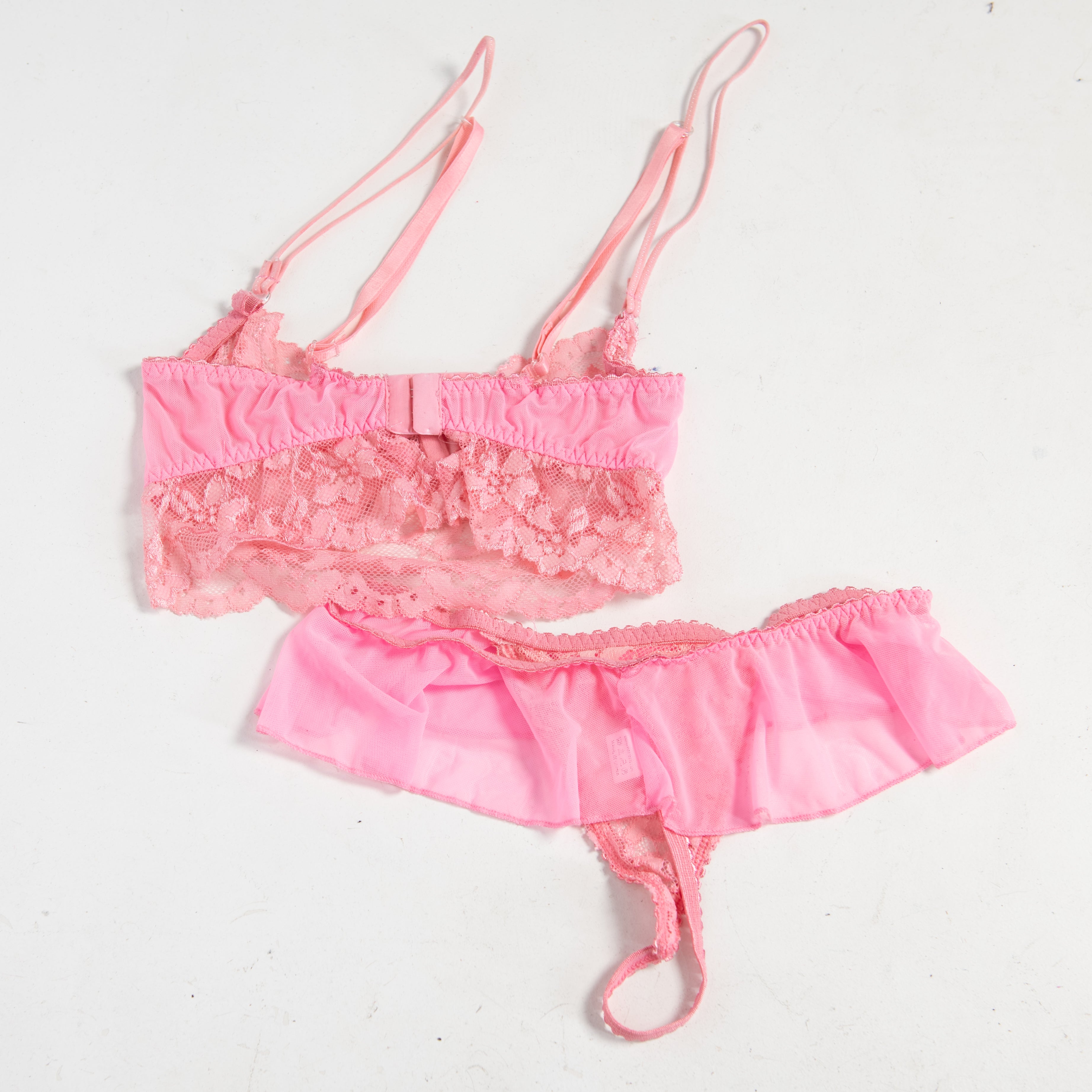 PINK LACE BRA + BRIEF SET