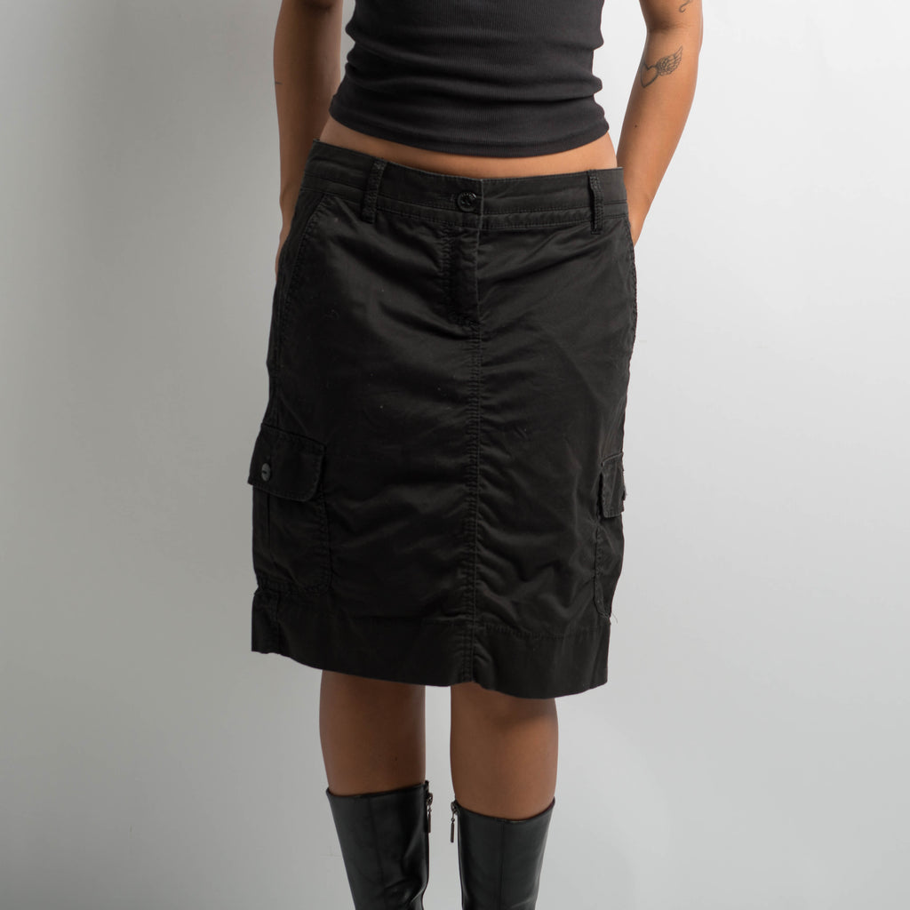 BLACK CARGO MIDI SKIRT