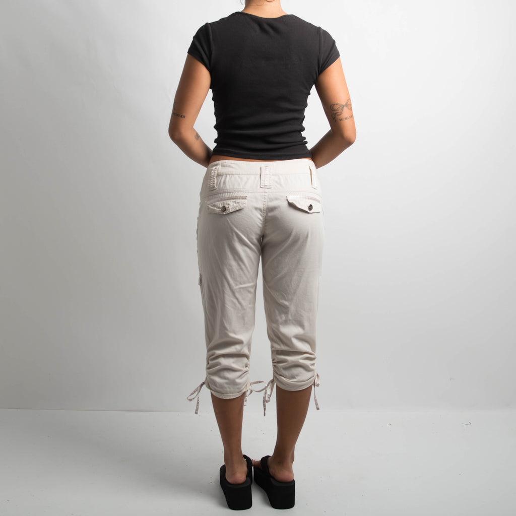 CREAM CAPRI CARGO PANTS