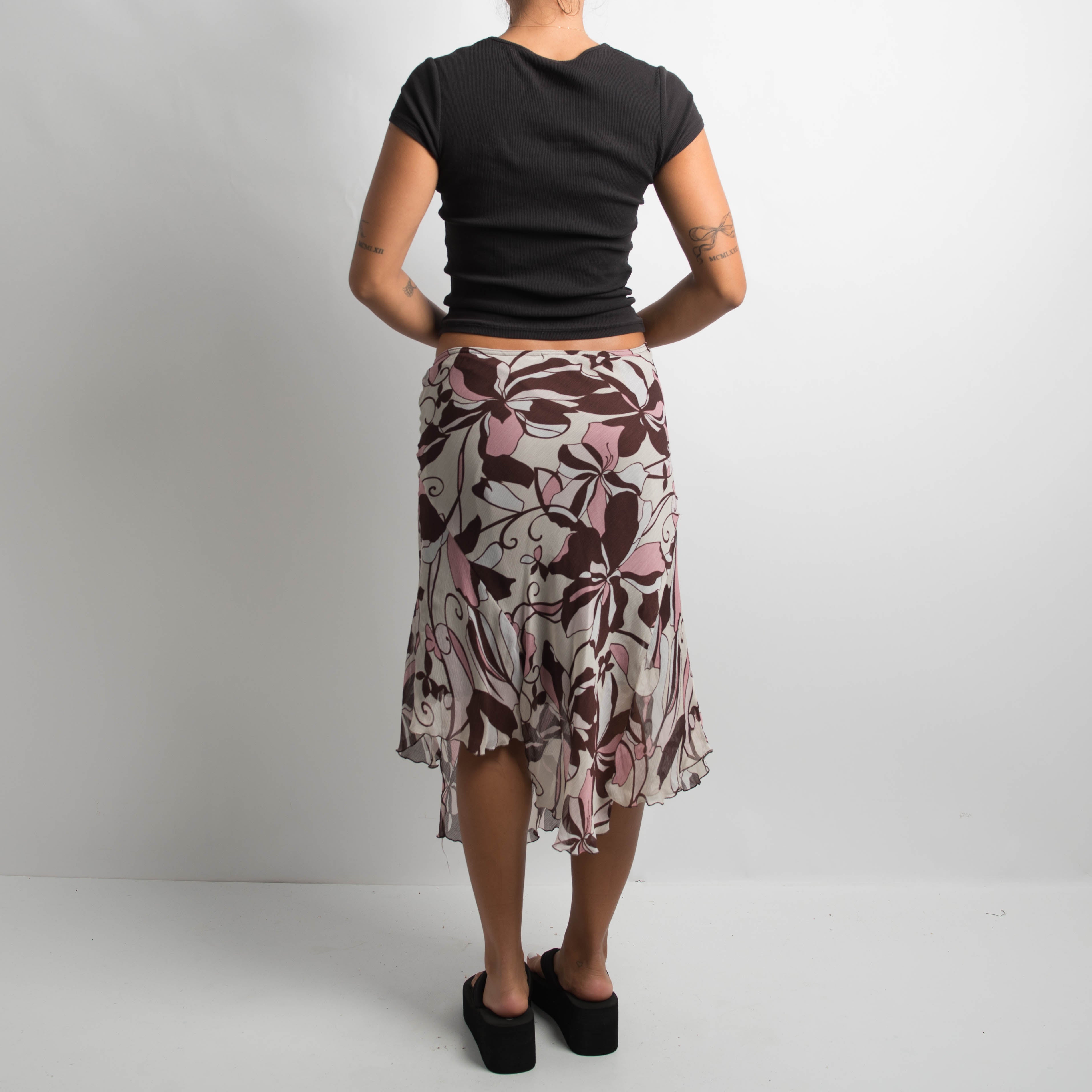 FLORAL ASYMMETRIC SKIRT