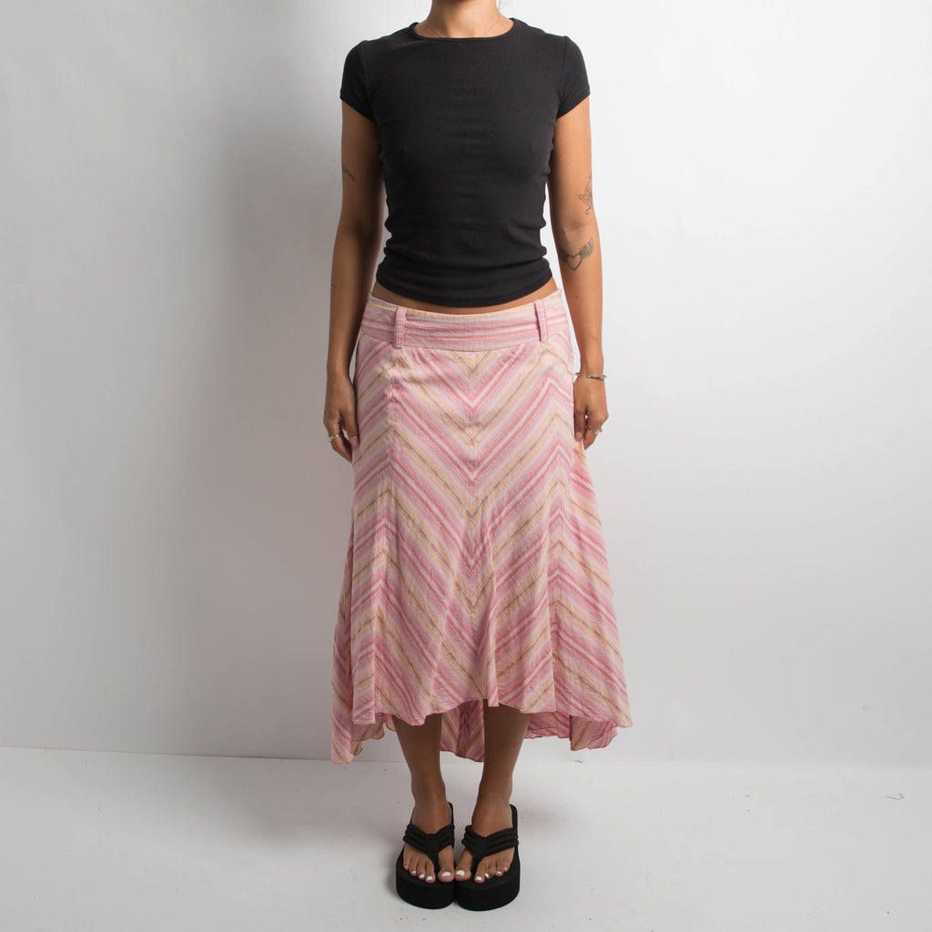 PINK CHEVRON MIDI SKIRT
