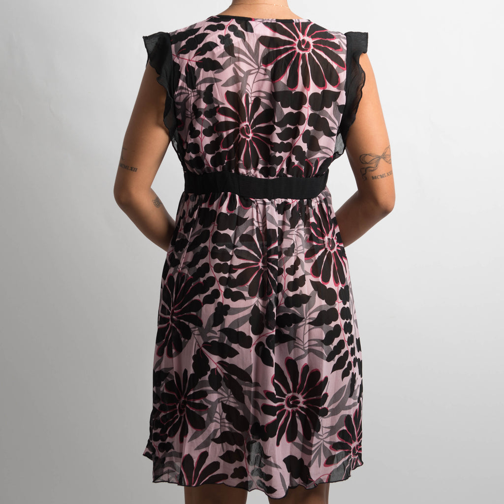 SHEER PATTERNED MINI DRESS