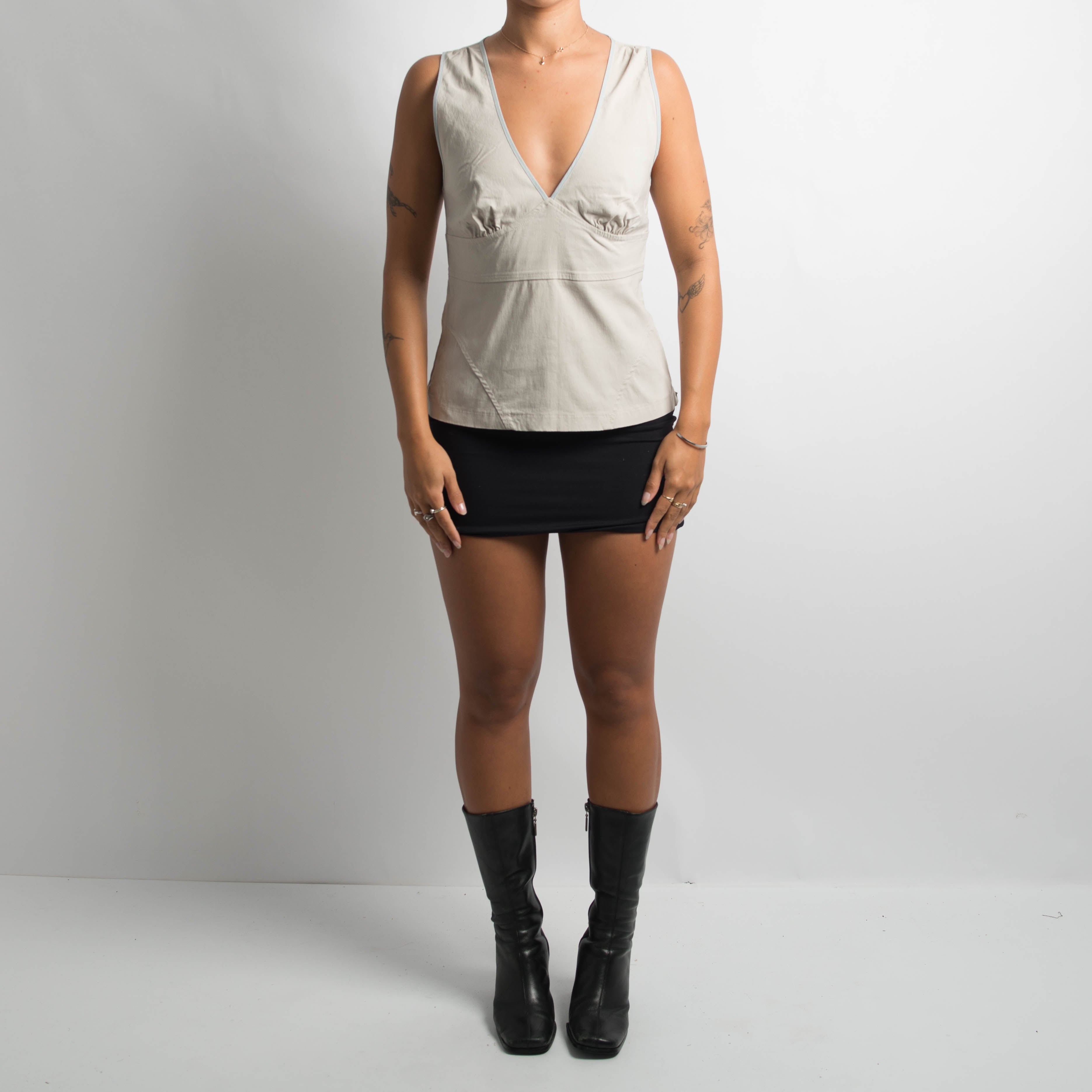 BEIGE SLEEVELESS TOP