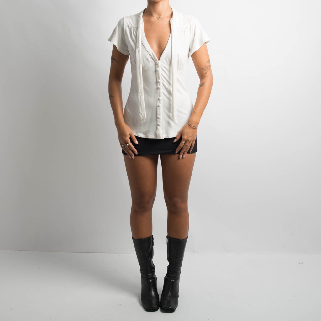 WHITE SHORT SLEEVE BLOUSE