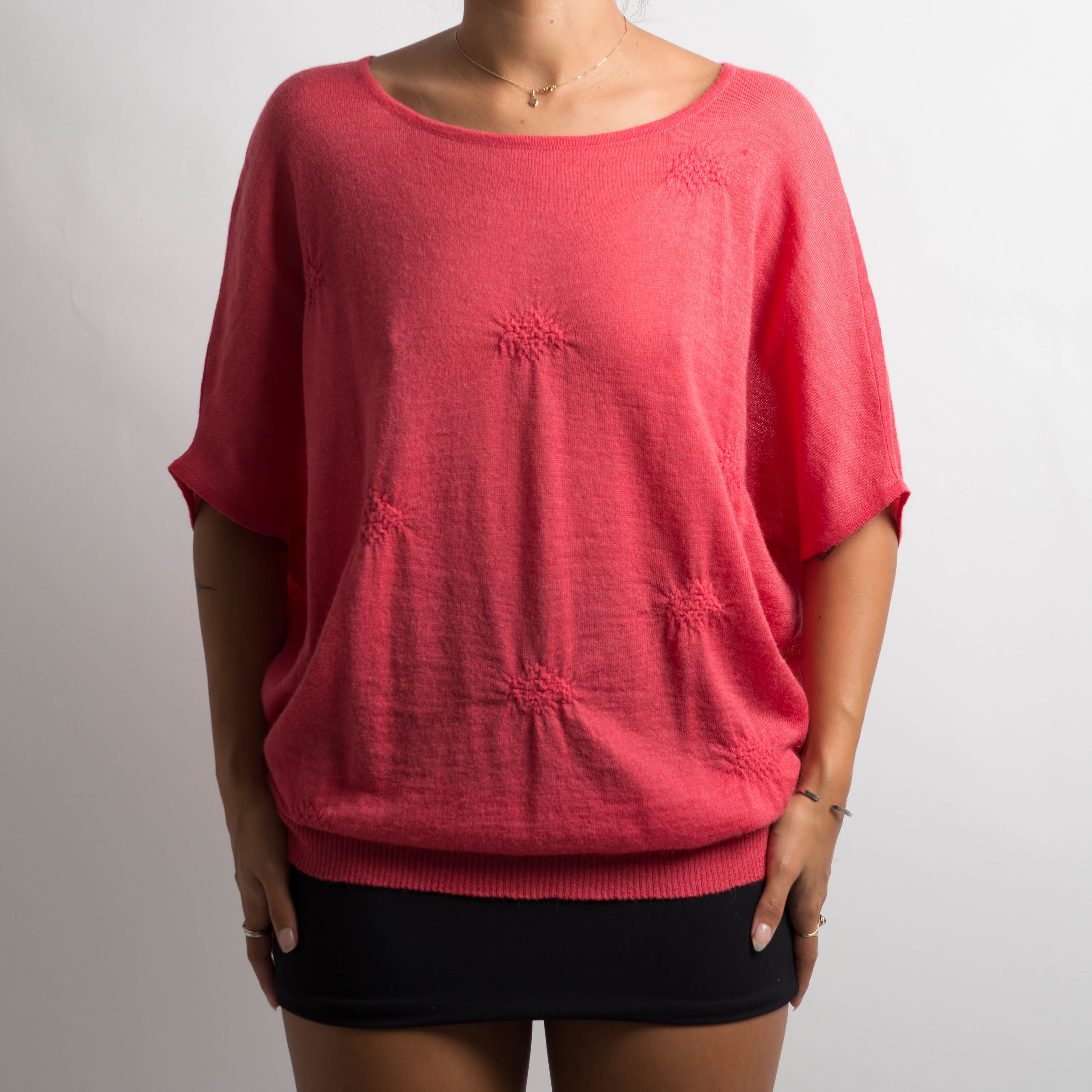 PINK WOOL BATWING TOP