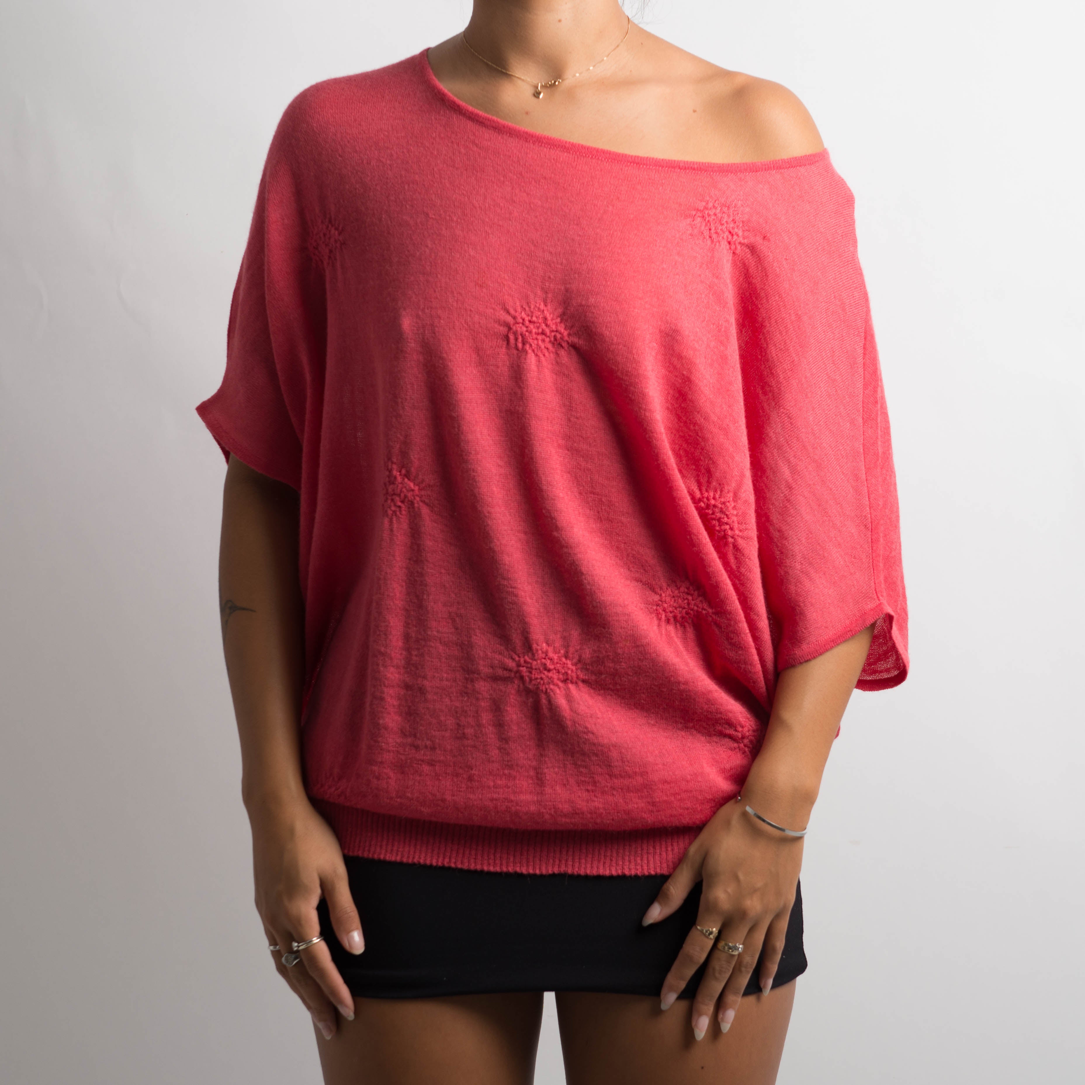 PINK WOOL BATWING TOP
