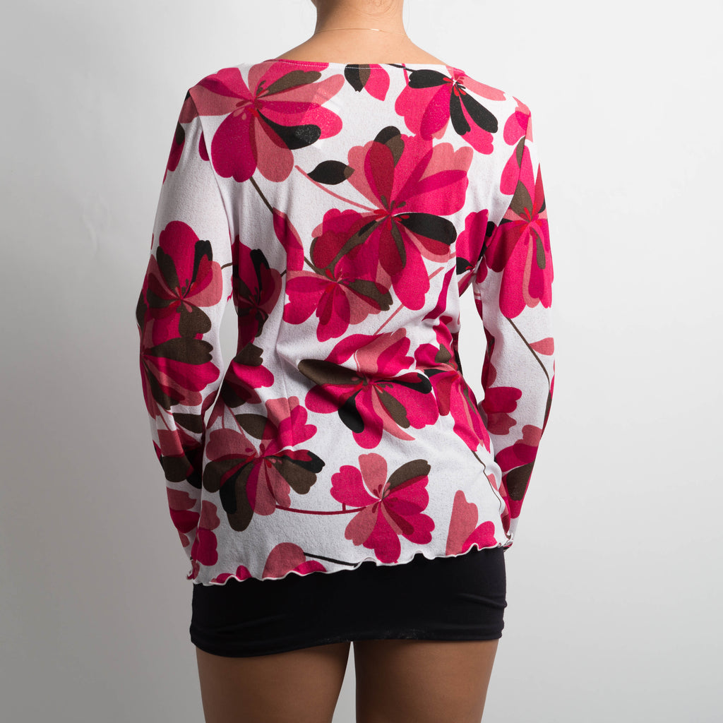 FLORAL MESH LONG SLEEVE TOP