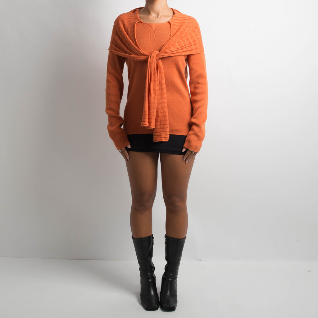 ORANGE KNIT LONG SLEEVE TOP