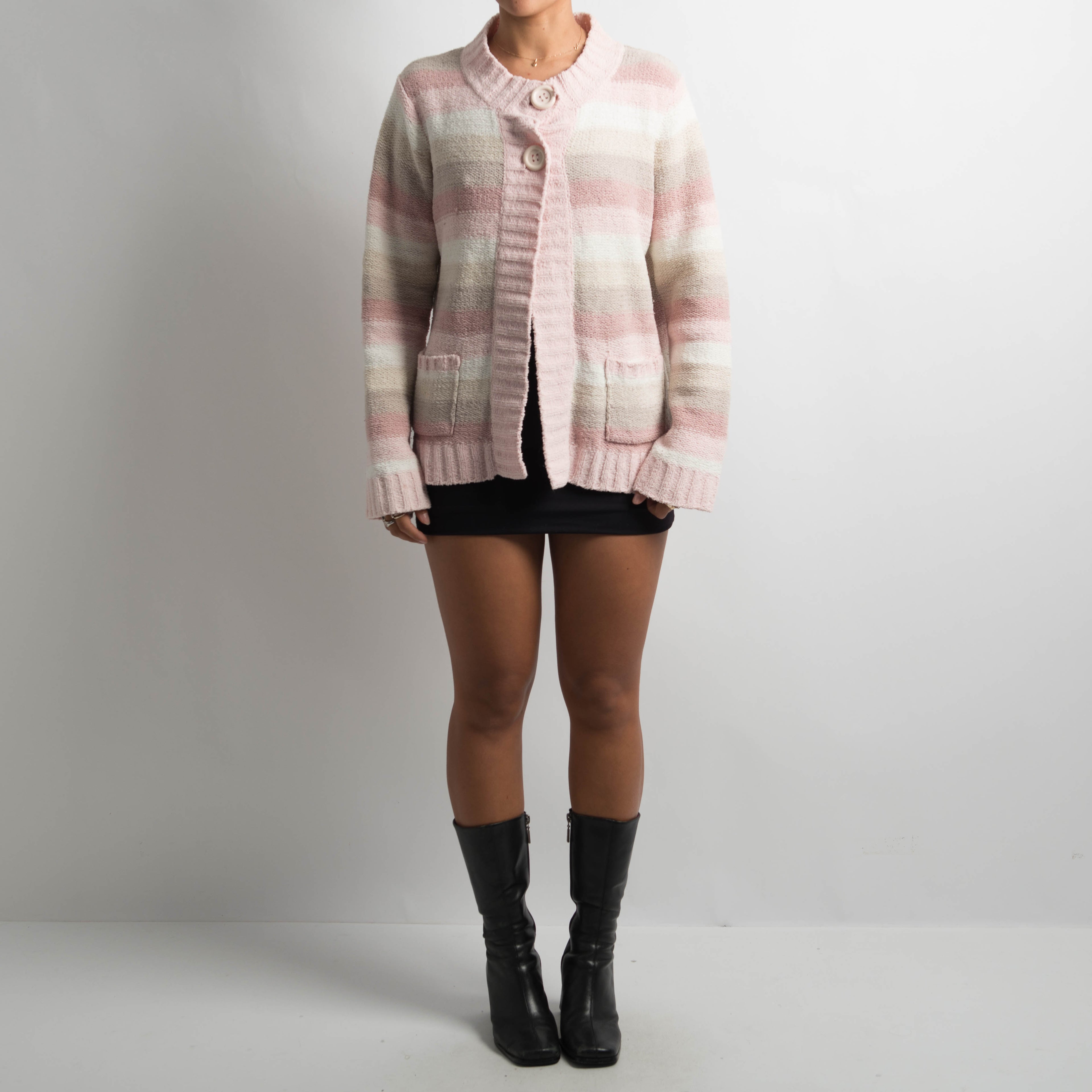 STRIPE CHENILLE CARDIGAN