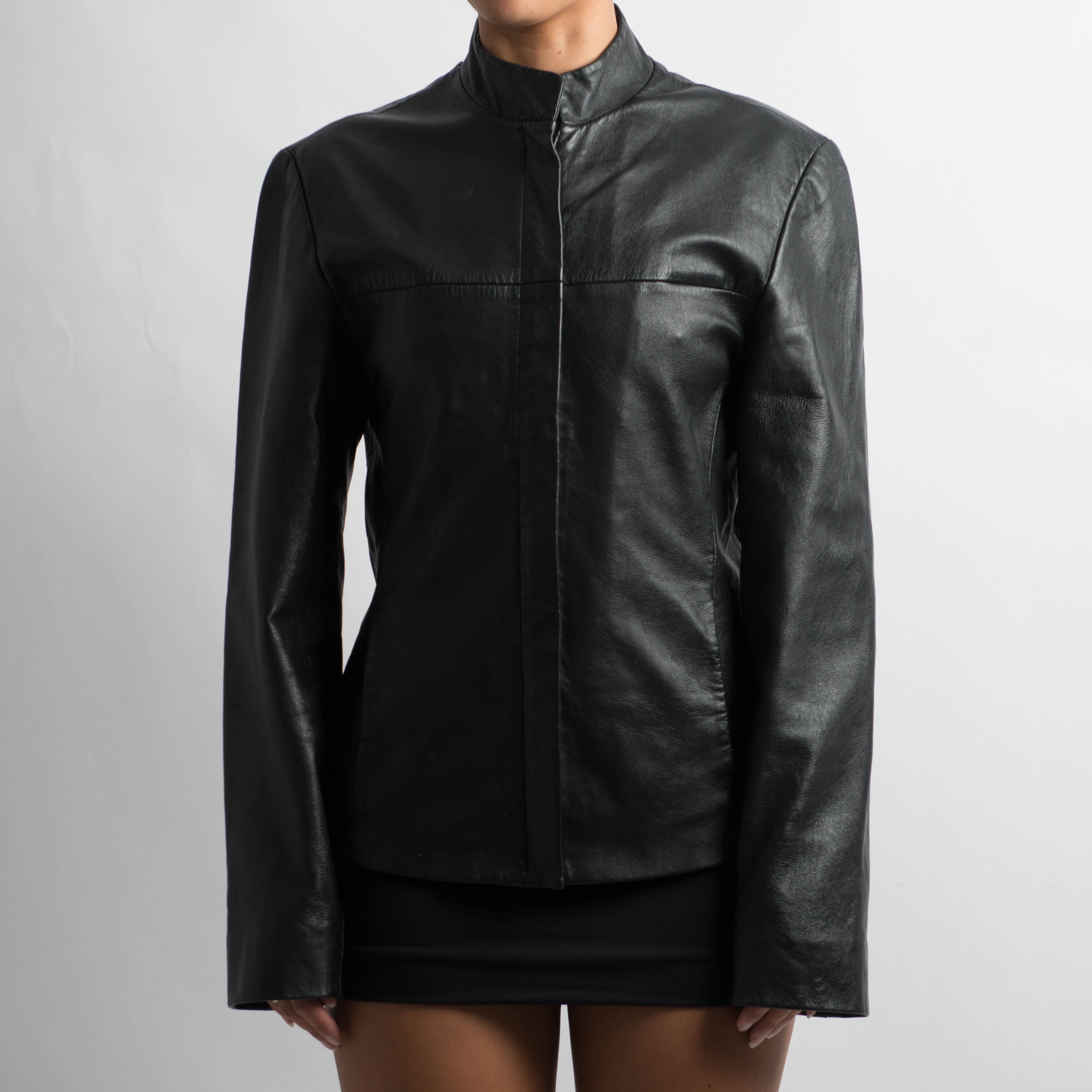 BLACK SLIM FIT LEATHER JACKET