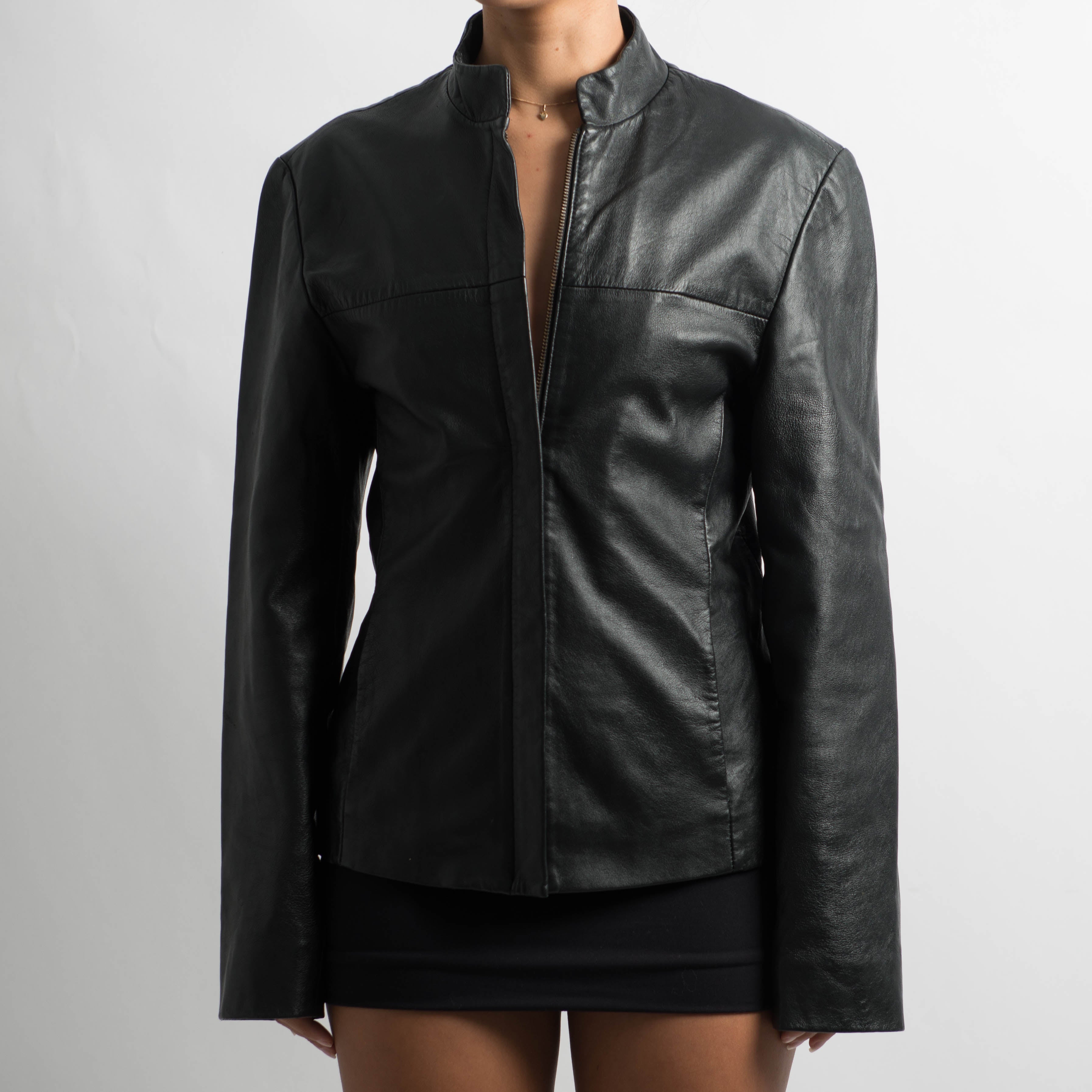 BLACK SLIM FIT LEATHER JACKET