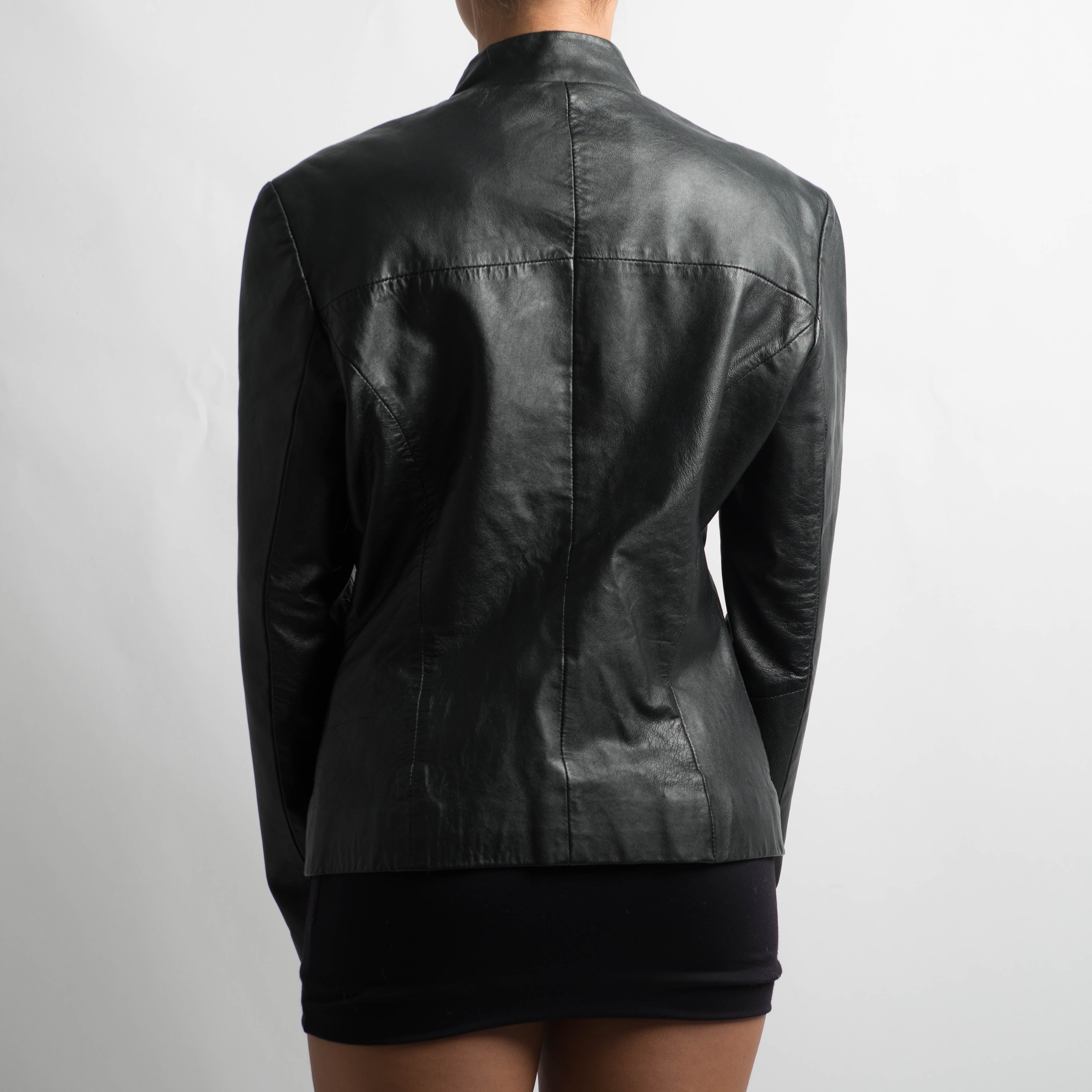 BLACK SLIM FIT LEATHER JACKET