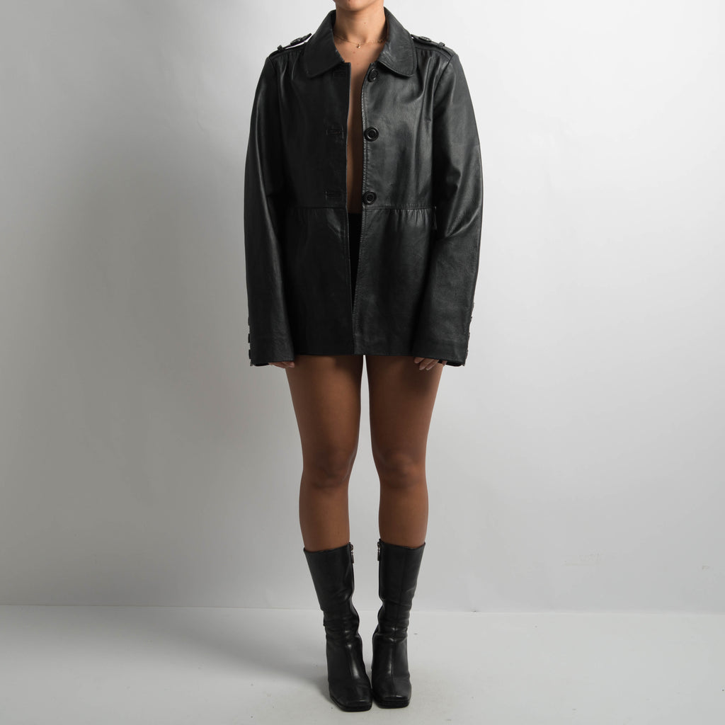 BLACK LEATHER COAT