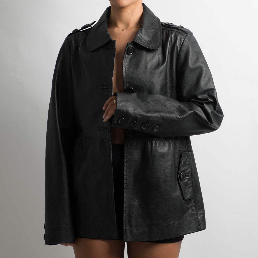 BLACK LEATHER COAT