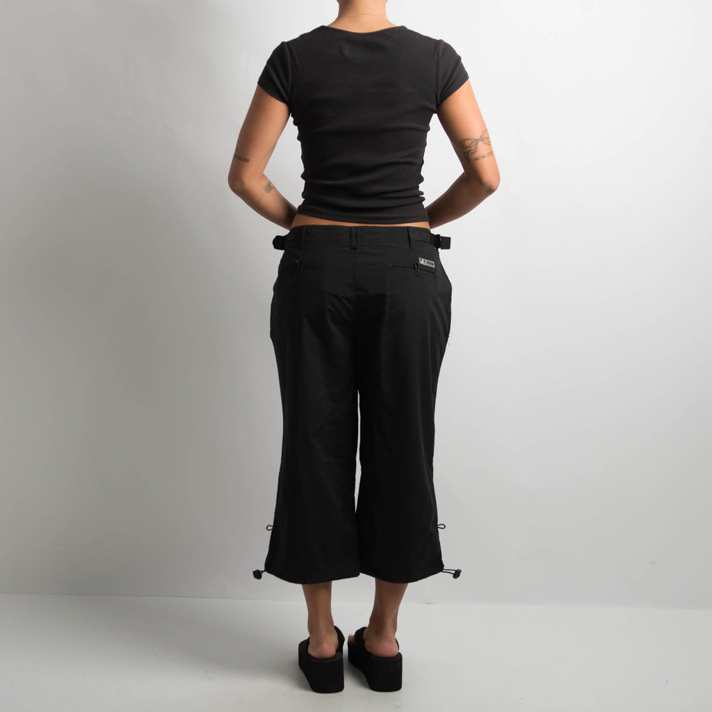 BLACK CROP UTILITY PANTS