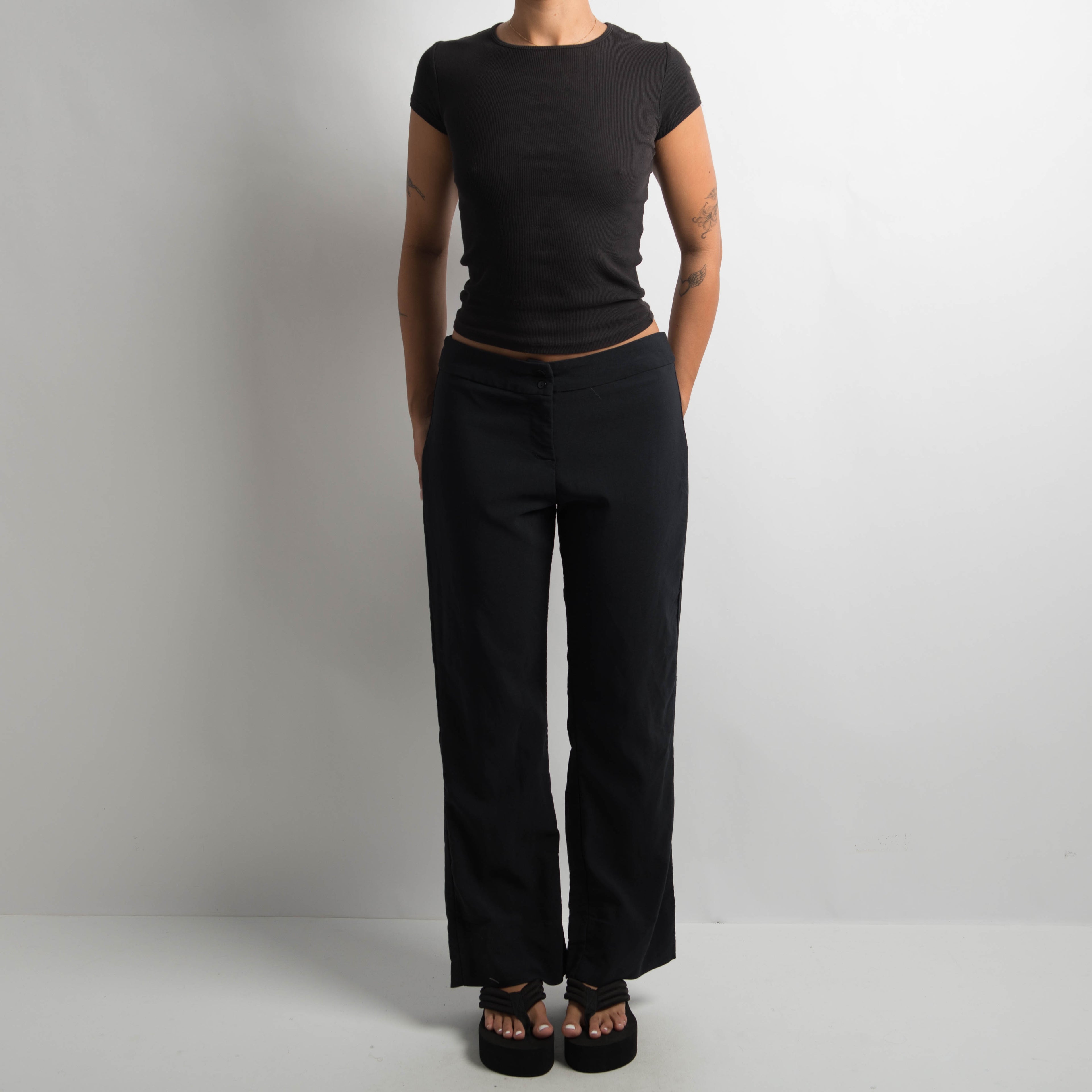 BLACK BOOTCUT TROUSERS