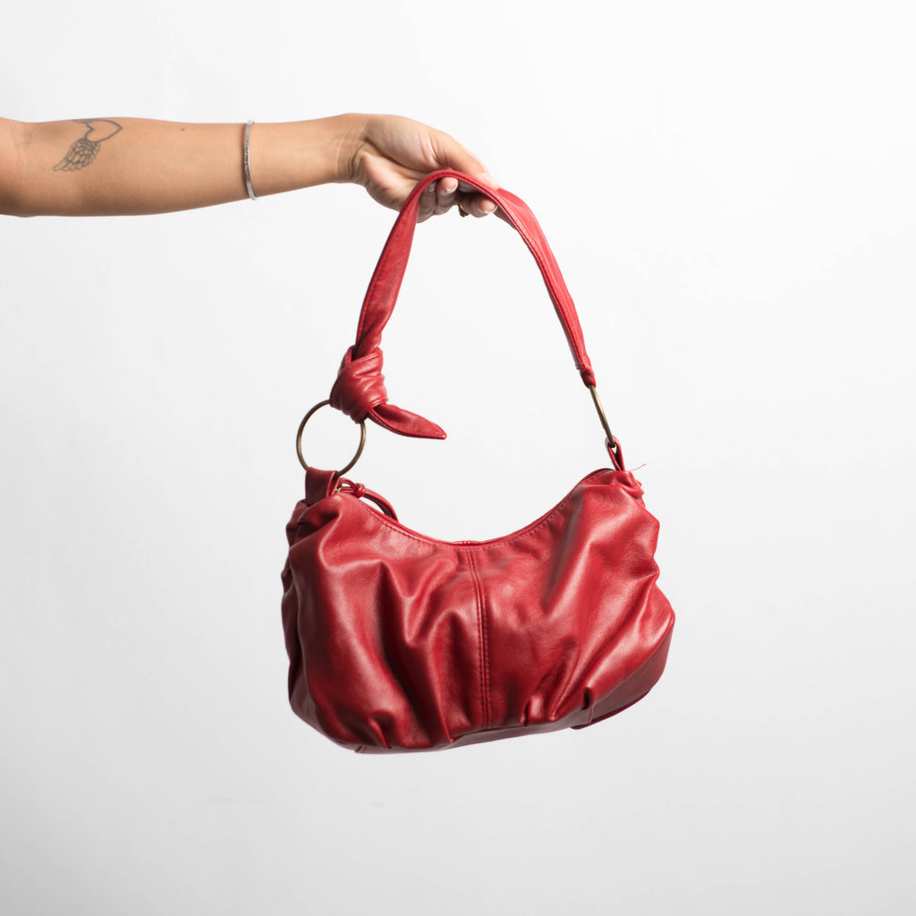 RED FAUX LEATHER BAG