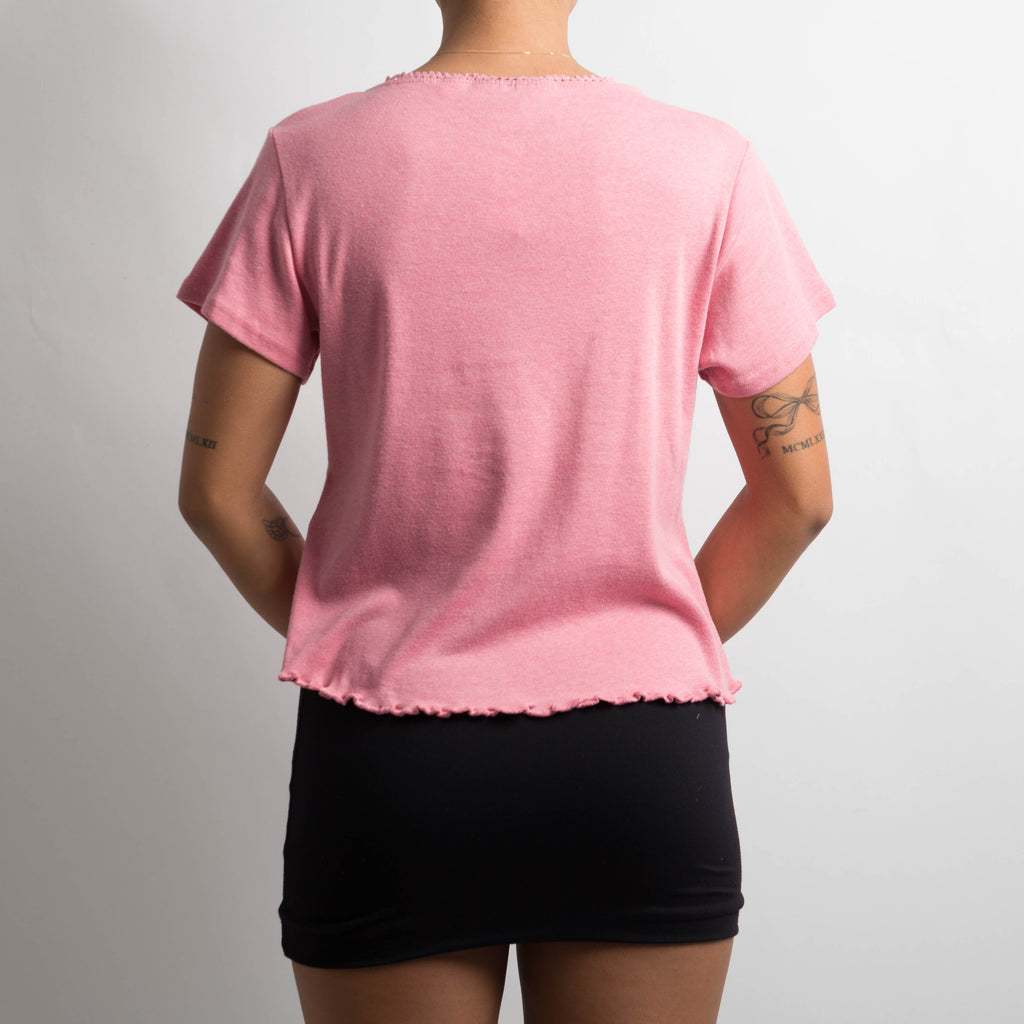PINK EMBROIDERED TEE