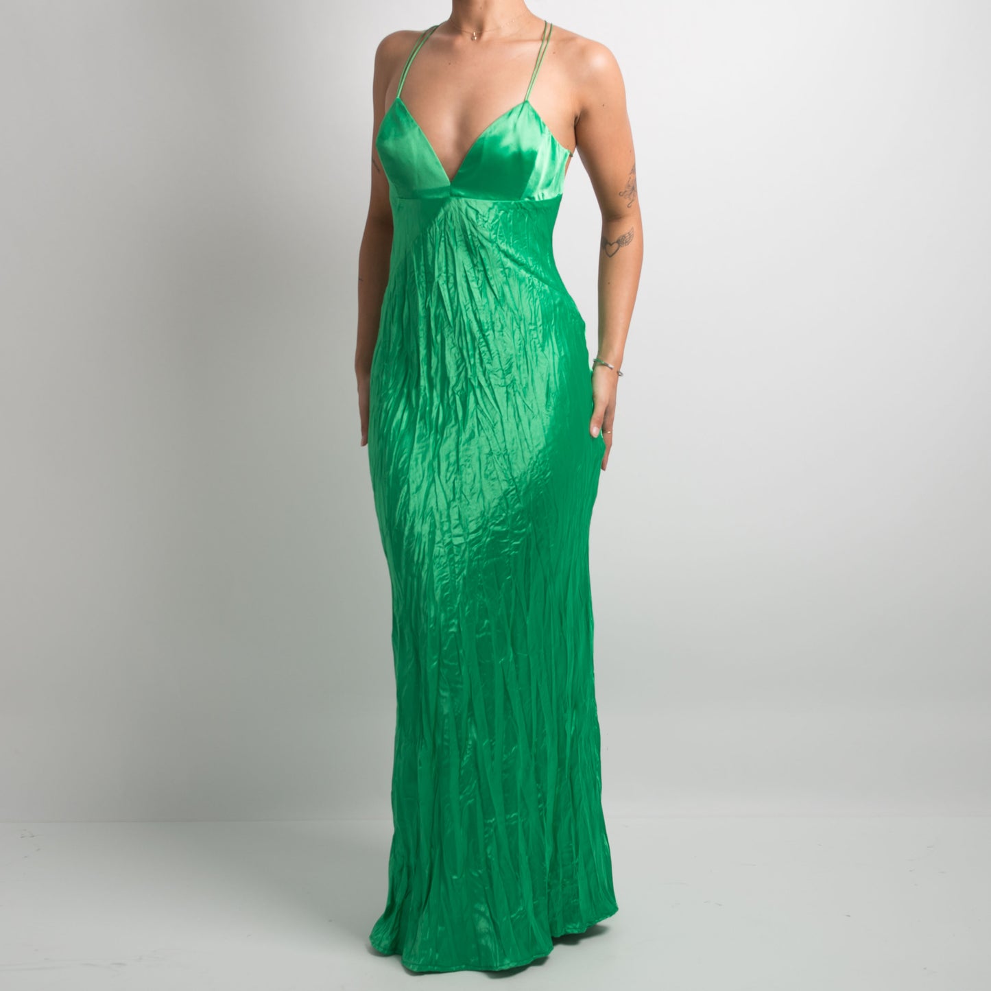 GREEN TEXTURED GOWN