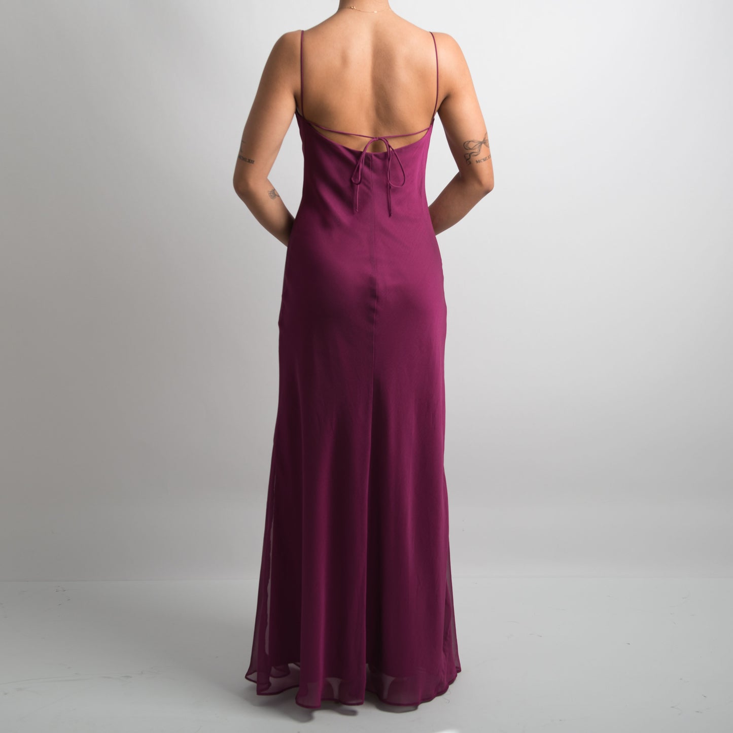 PLUM COWL NECK GOWN