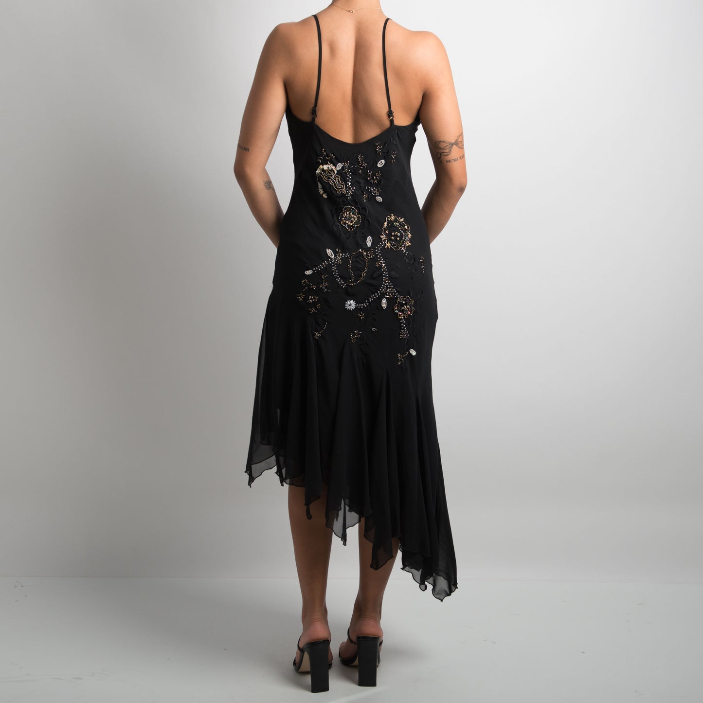 BLACK BEADED EVENING DRESS