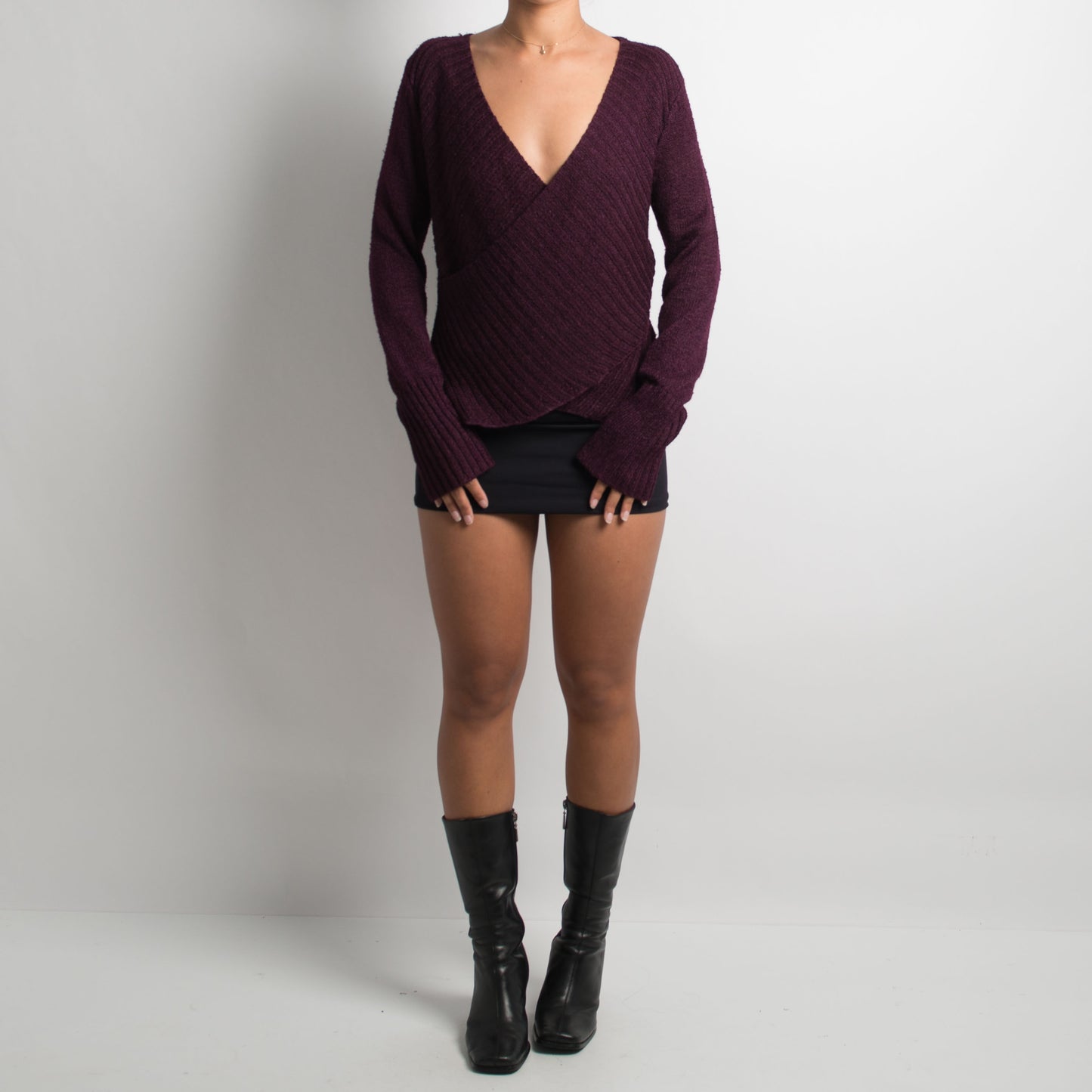 PULL EN MAILLE VIOLET FONCÉ