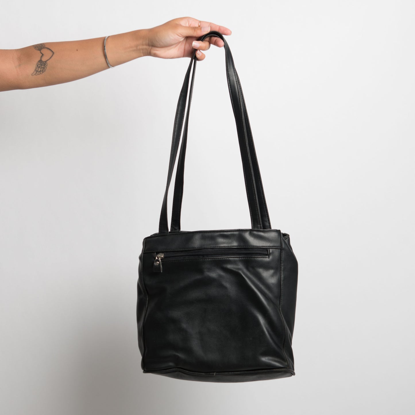 BLACK FAUX LEATHER BAG