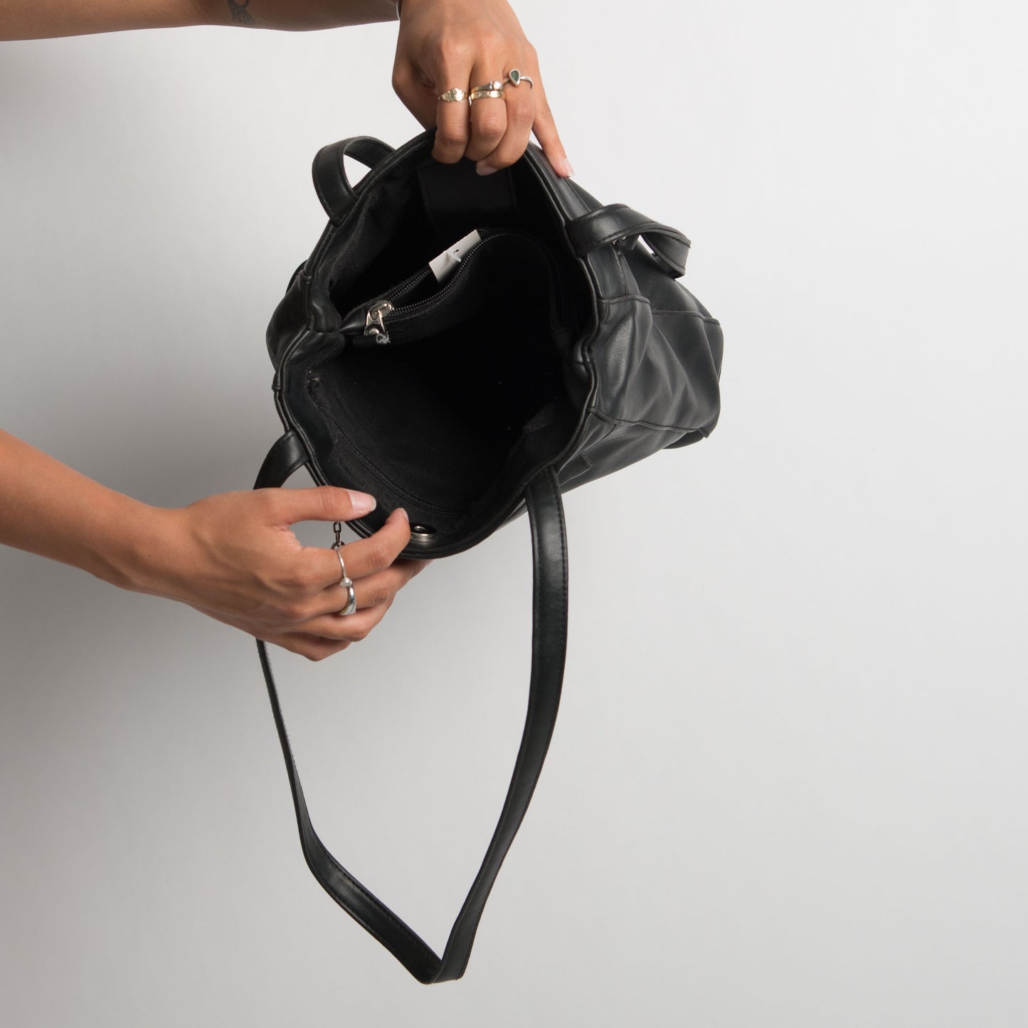 BLACK FAUX LEATHER BAG