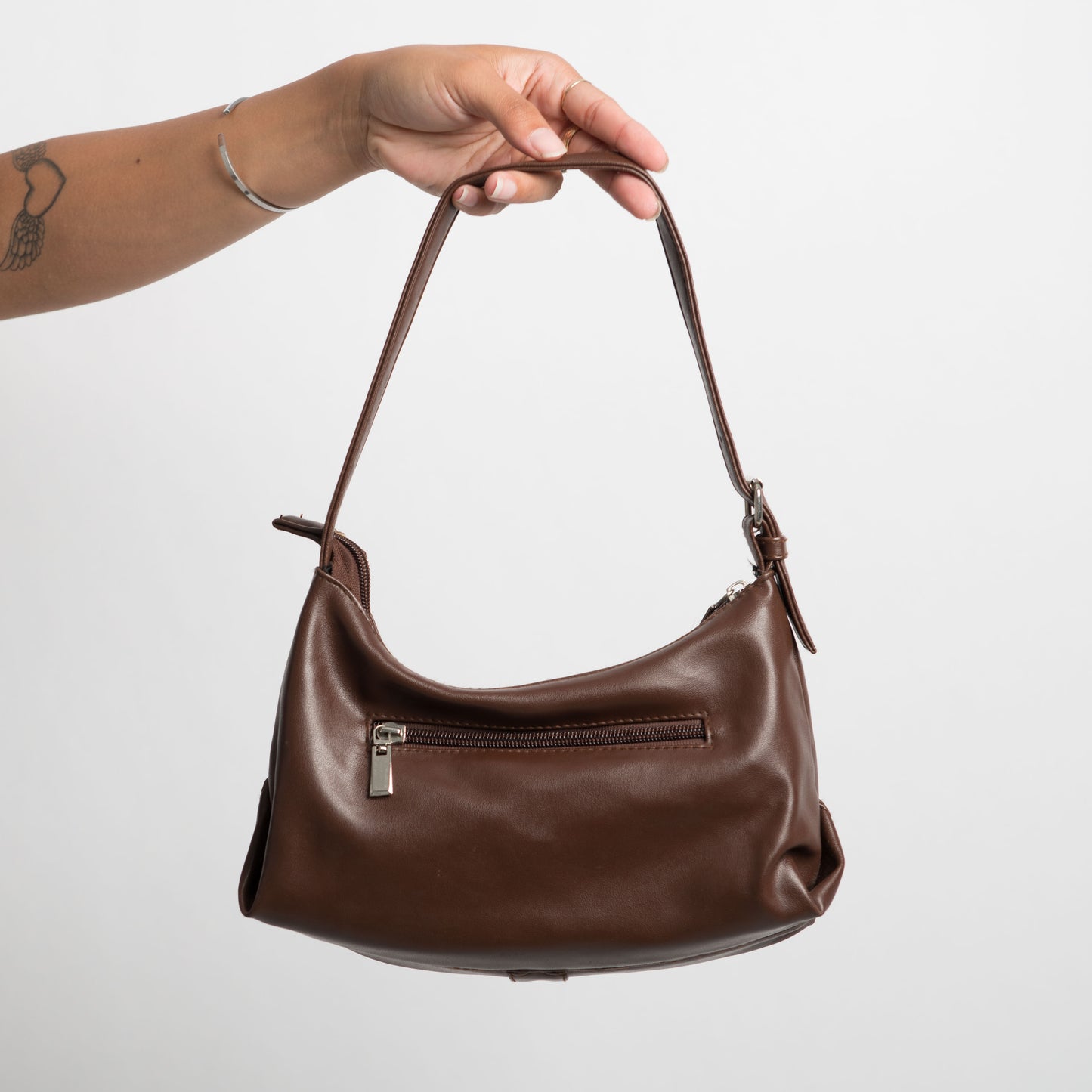 DARK BROWN FAUX LEATHER BAG