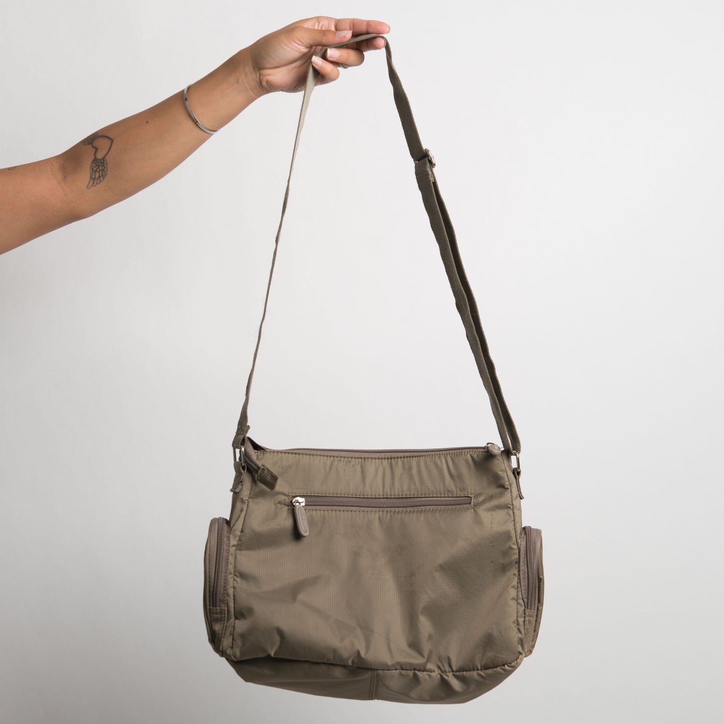 NYLON KHAKI CROSSBODY BAG