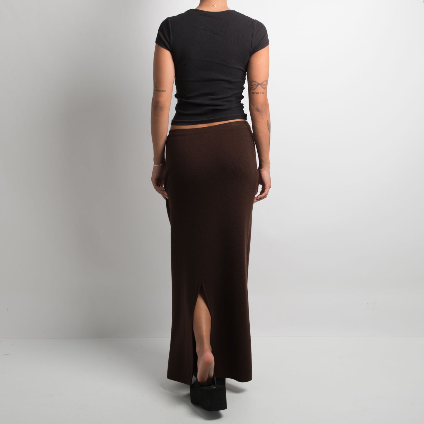 DARK BROWN WOOL KNIT SKIRT