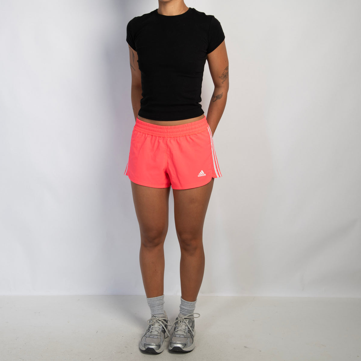 NEON PINK ADIDAS SHORTS